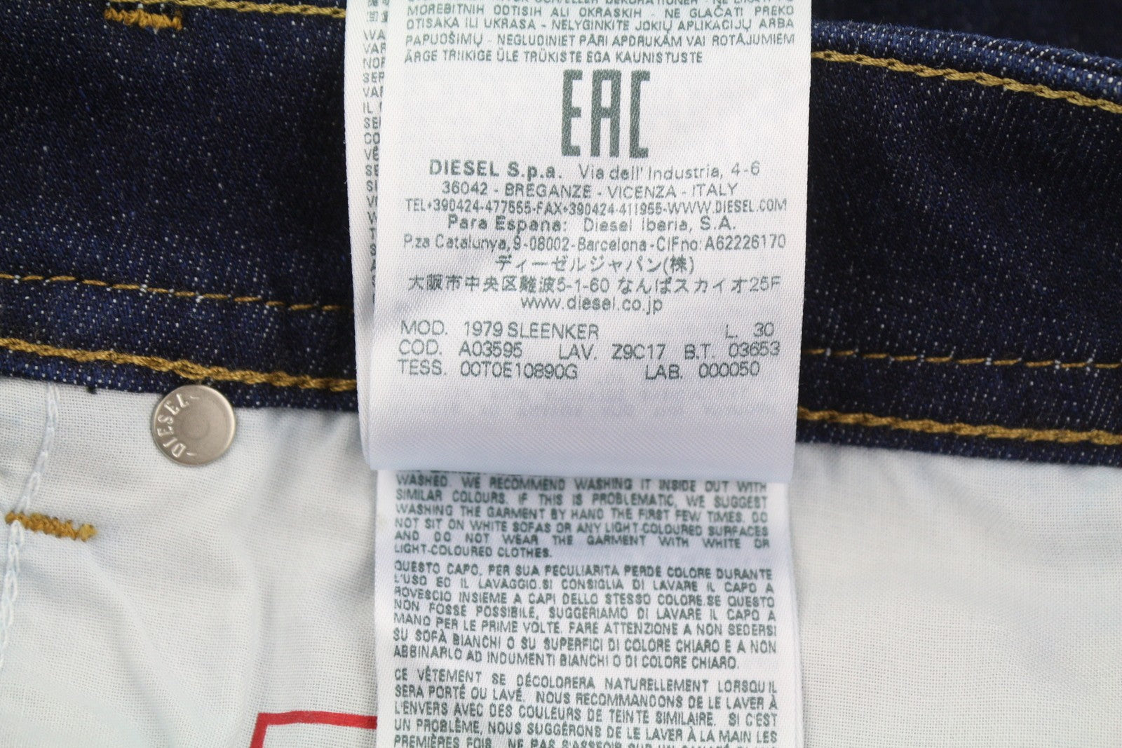 Diesel 1979 Sleenker Z9c17 Men Jeansdark Blue Skinny Fit Zipper