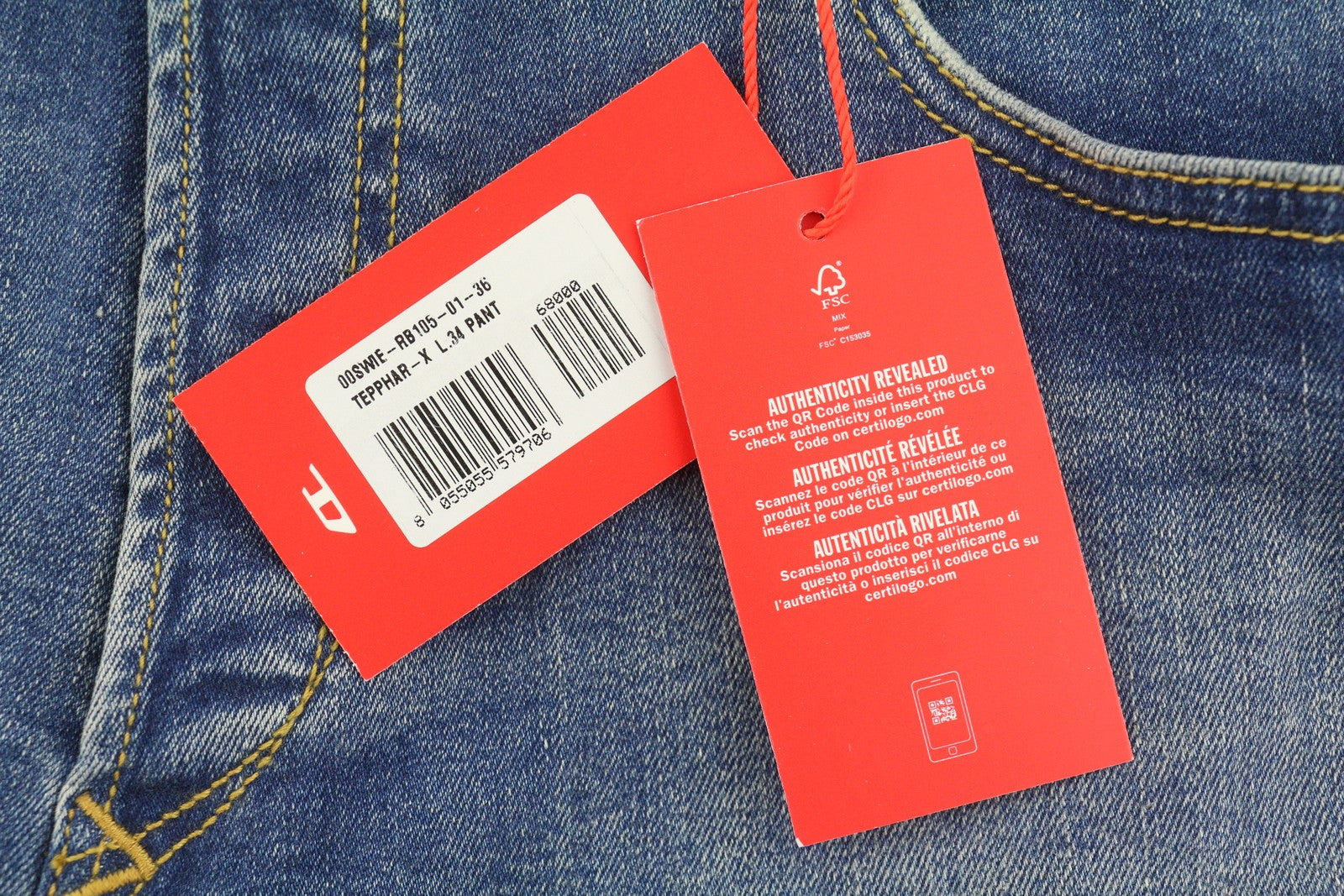 Diesel Tepphar Rb105 Men Jeansblue Whiskers Faded Slim Fit Rrp175