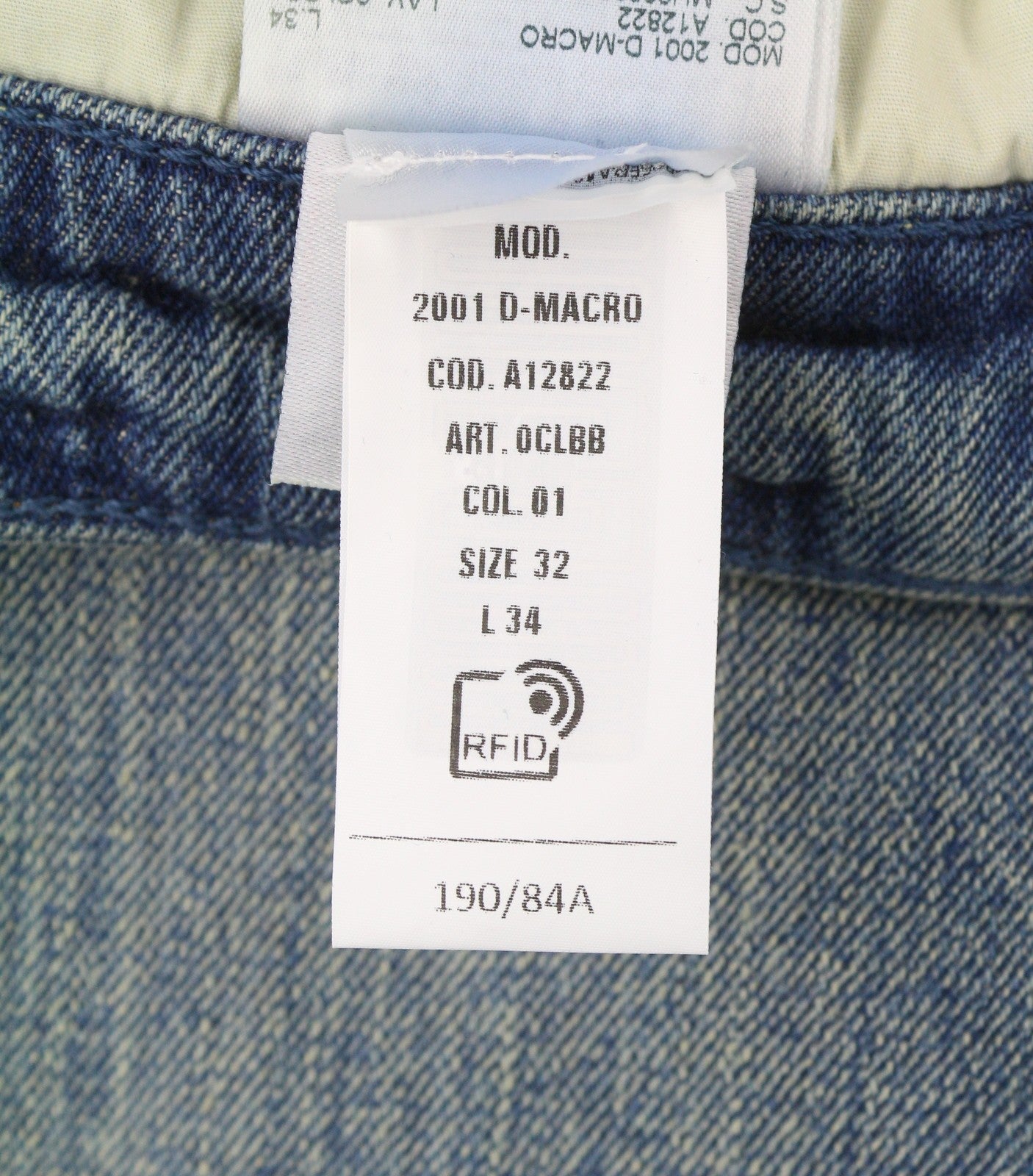 Diesel 2001 D-macro 0clbb Men Jeansblue Relaxed Fit Wide Leg Low Rrp195