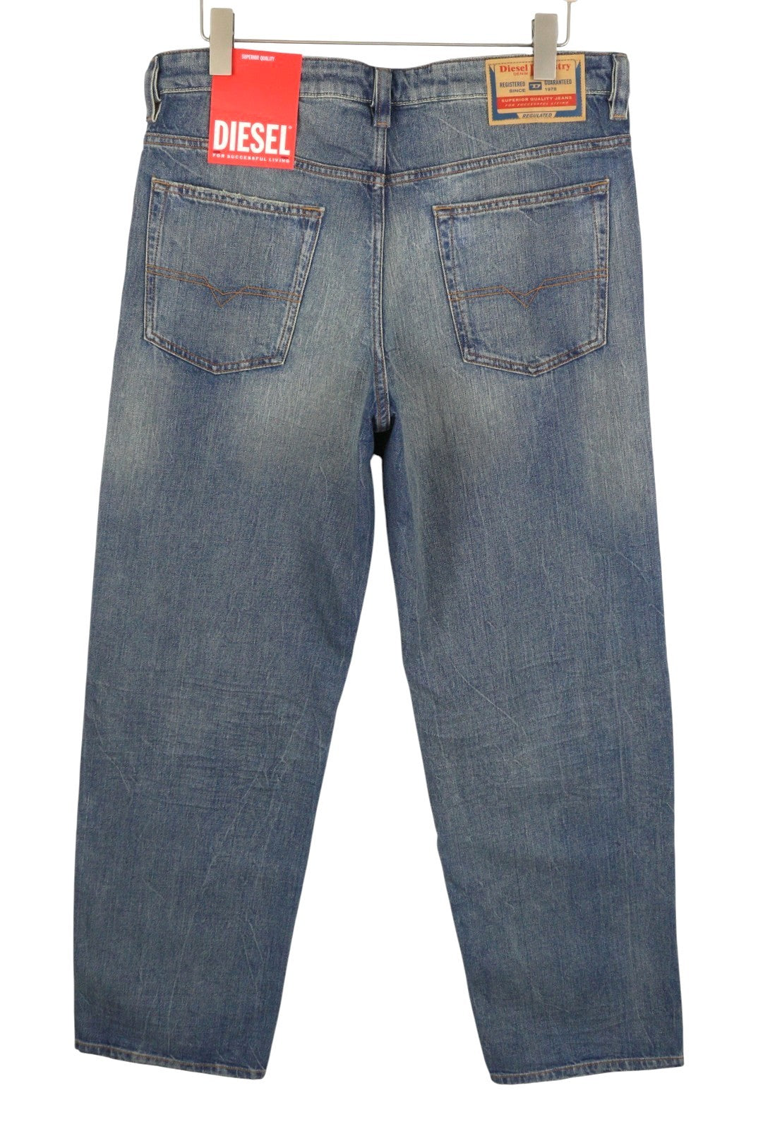 Diesel 2001 D-macro 0clbb Men Jeansblue Relaxed Fit Wide Leg Low Rrp195
