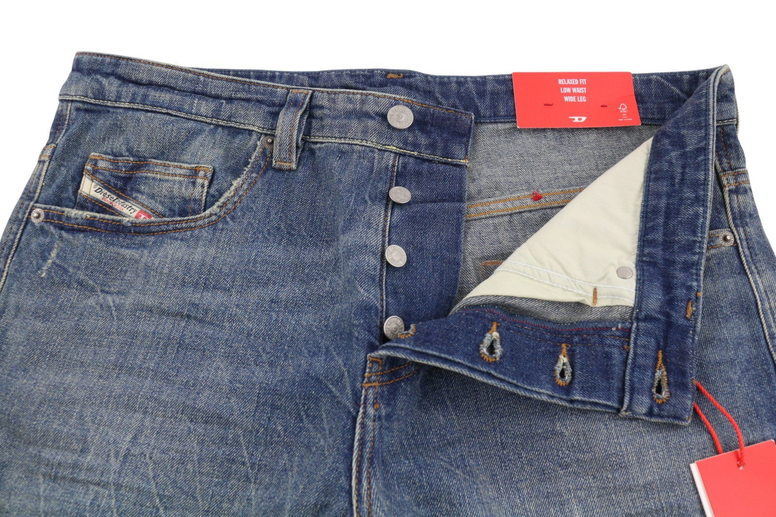 Diesel 2001 D-macro 0clbb Men Jeansblue Relaxed Fit Wide Leg Low Rrp195