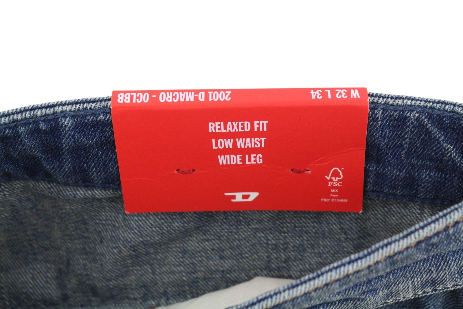 Diesel 2001 D-macro 0clbb Men Jeansblue Relaxed Fit Wide Leg Low Rrp195