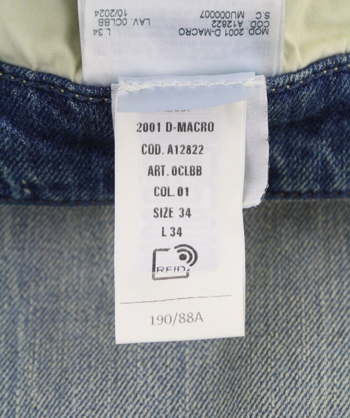 Diesel 2001 D-macro 0clbb Men Jeansblue Relaxed Fit Wide Leg Low Rrp195