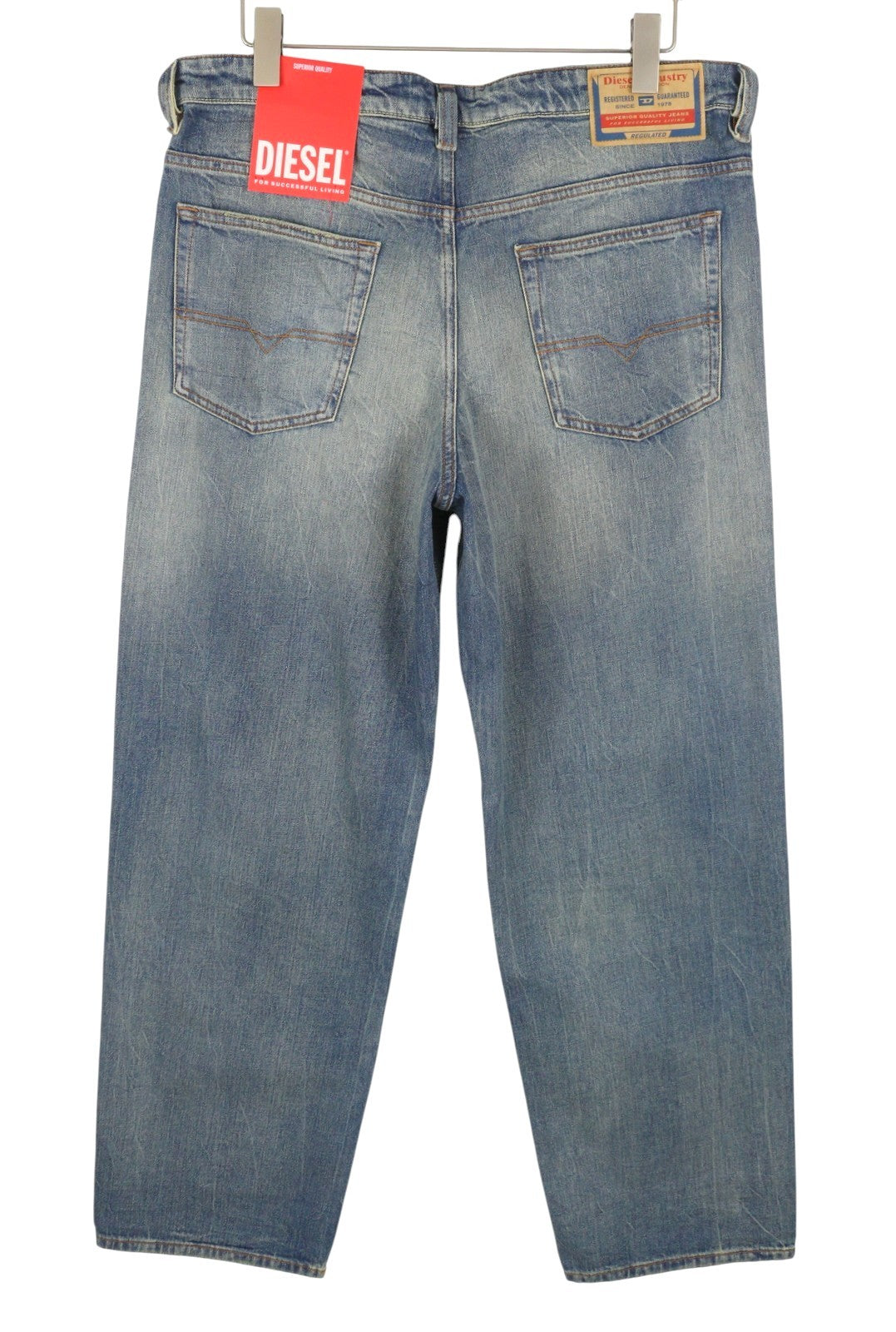Diesel 2001 D-macro 0clbb Men Jeansblue Relaxed Fit Wide Leg Low Rrp195