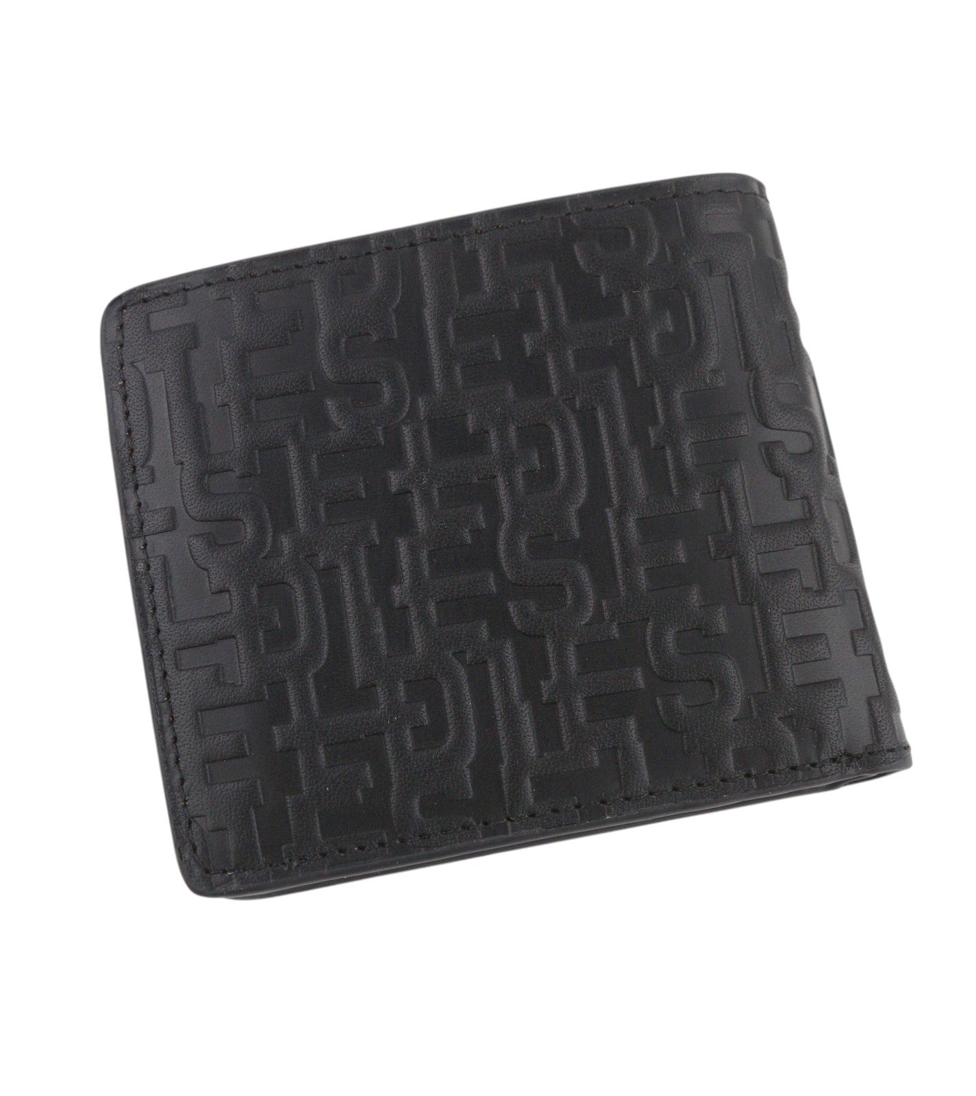 Diesel Pc Monogram Bi-fold Men Walletblack Cow Leather Logo All-over Rrp185