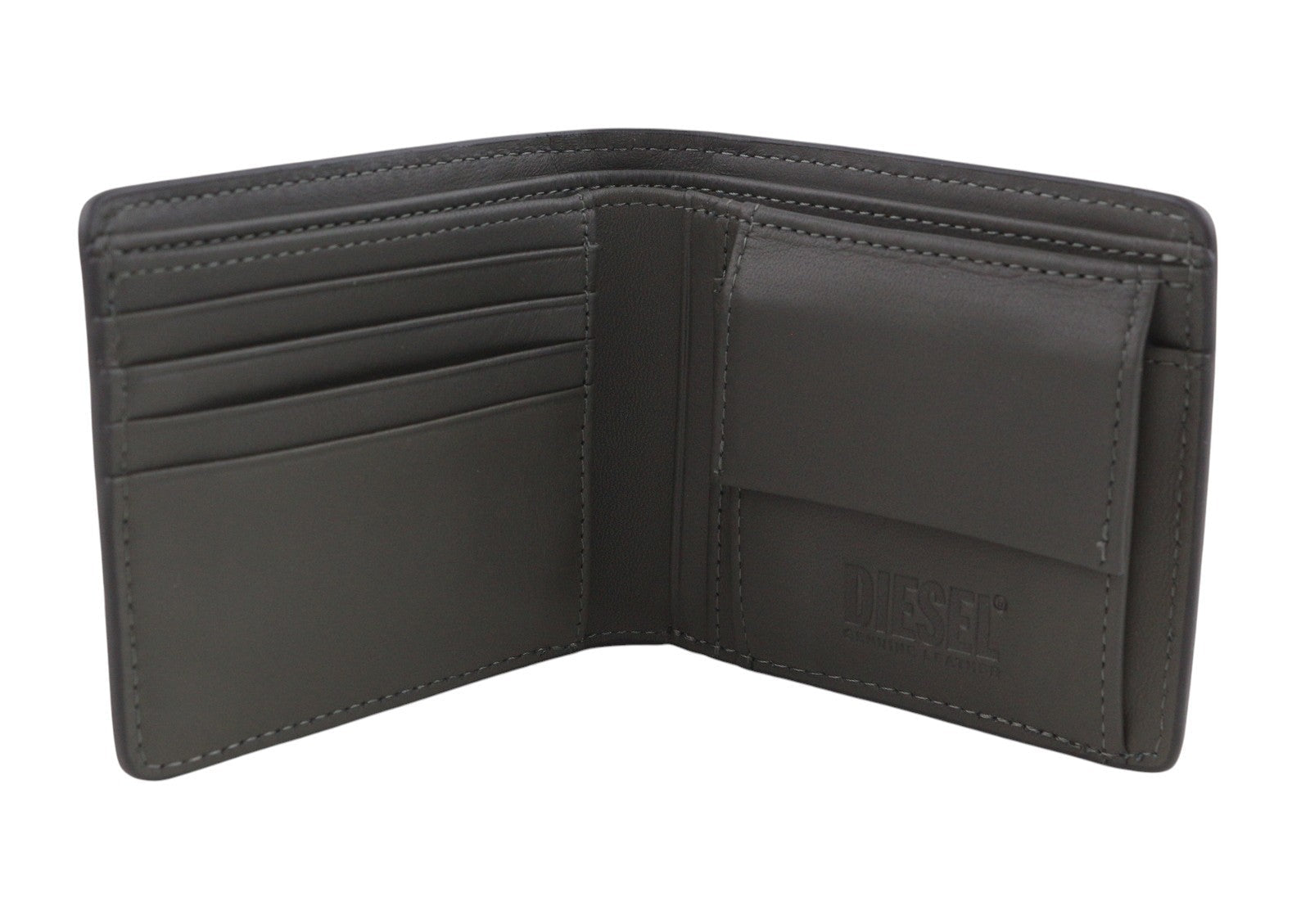 Diesel Pc Monogram Bi-fold Men Walletblack Cow Leather Logo All-over Rrp185