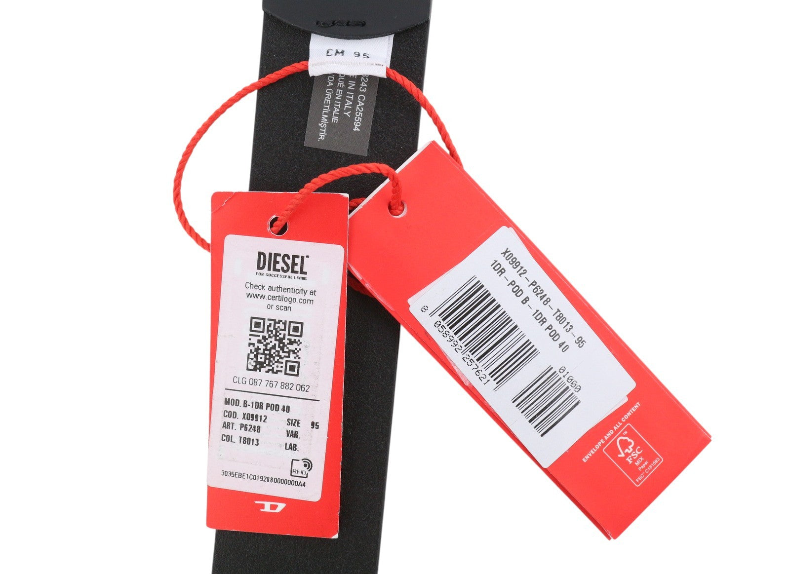 Diesel 1dr-pod B-1dr Pod 40 Men Beltblack Leather Press Stud Rrp175