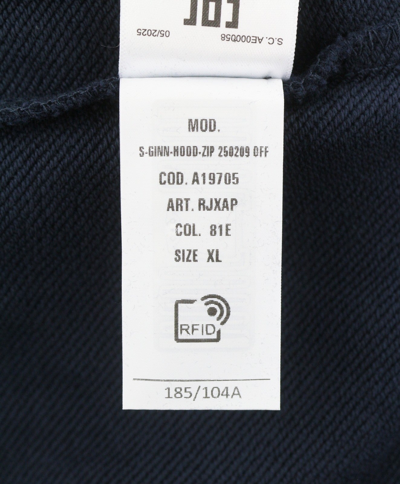 Diesel S-ginn-hood-zip 250209 Off Men Hoodiedark Blue Cotton Full Zip Rrp175