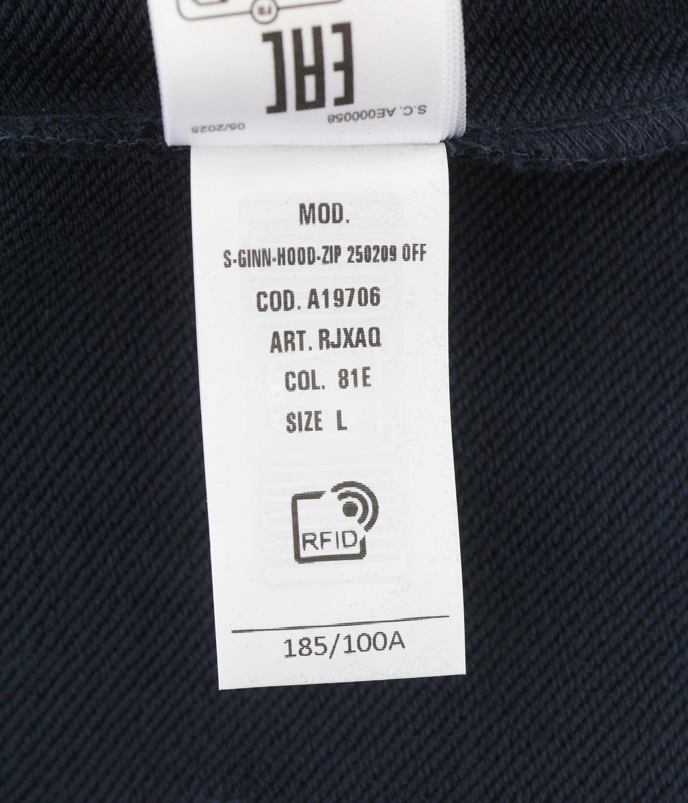 Diesel S-ginn-hood-zip 250209 Off Men Hoodiedark Blue Cotton Full Zip Rrp175