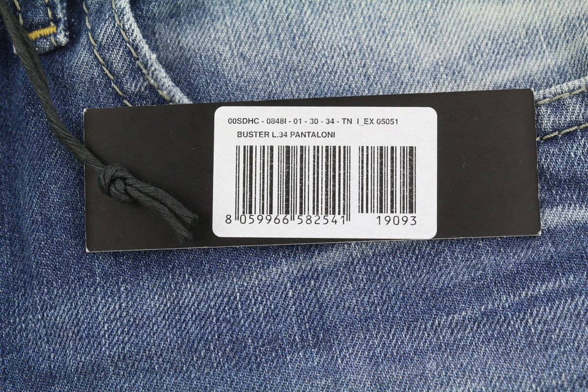 Diesel Buster 0848i Hombre Vaqueros azul Faded Distress Regular Slim Tapered