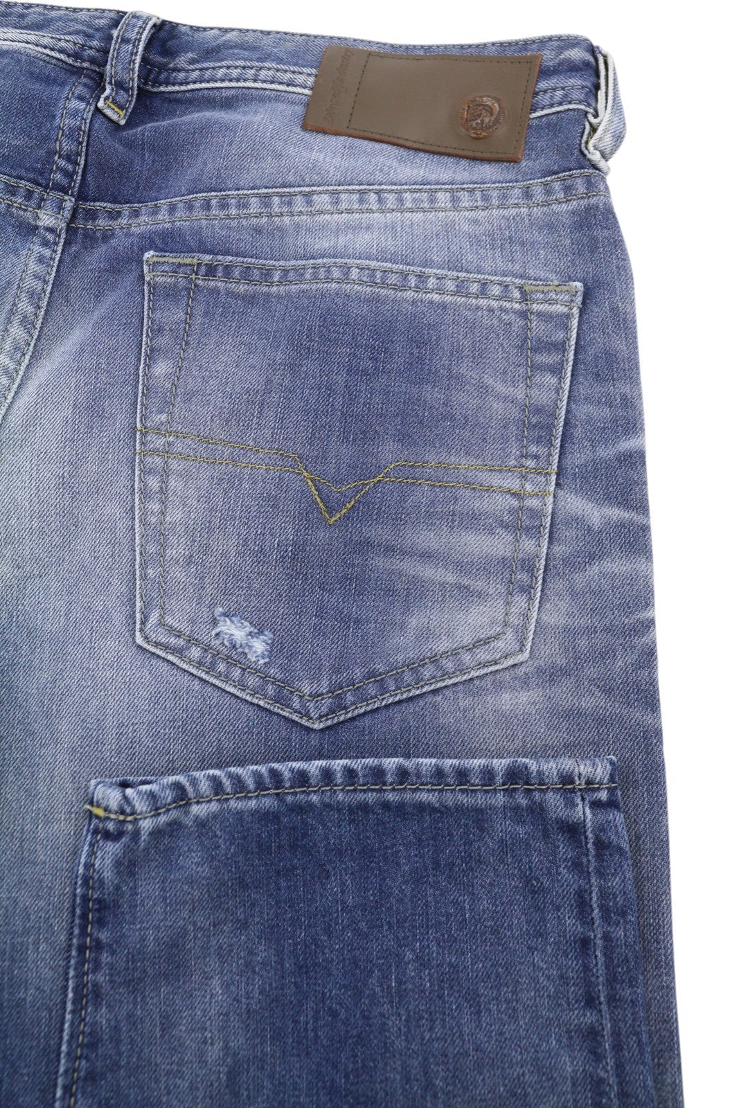 Diesel Buster 0848i Hombre Vaqueros azul Faded Distress Regular Slim Tapered