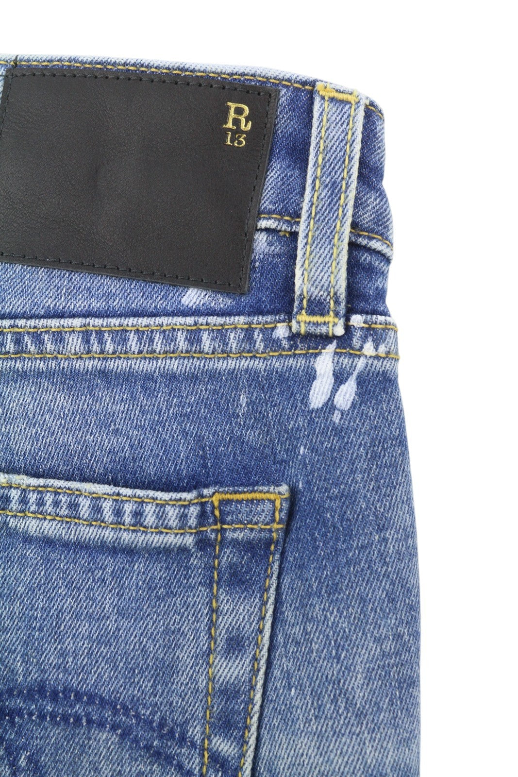 R13 Kick Fit Dam Jeans 28 Jasper Stretch Cropped Whiskers Faded Blue Ps26