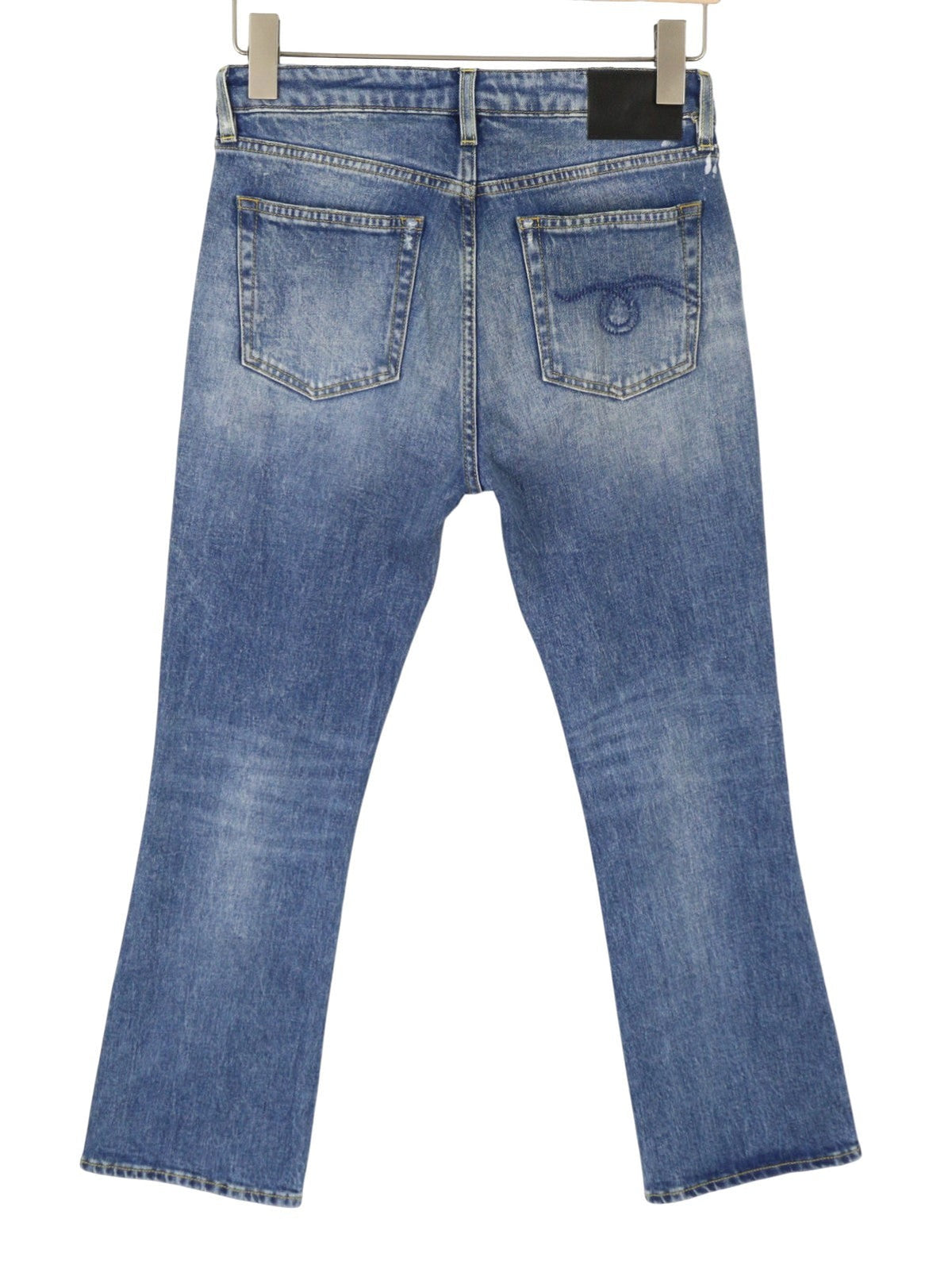 R13 Kick Fit Dam Jeans 28 Jasper Stretch Cropped Whiskers Faded Blue Ps26