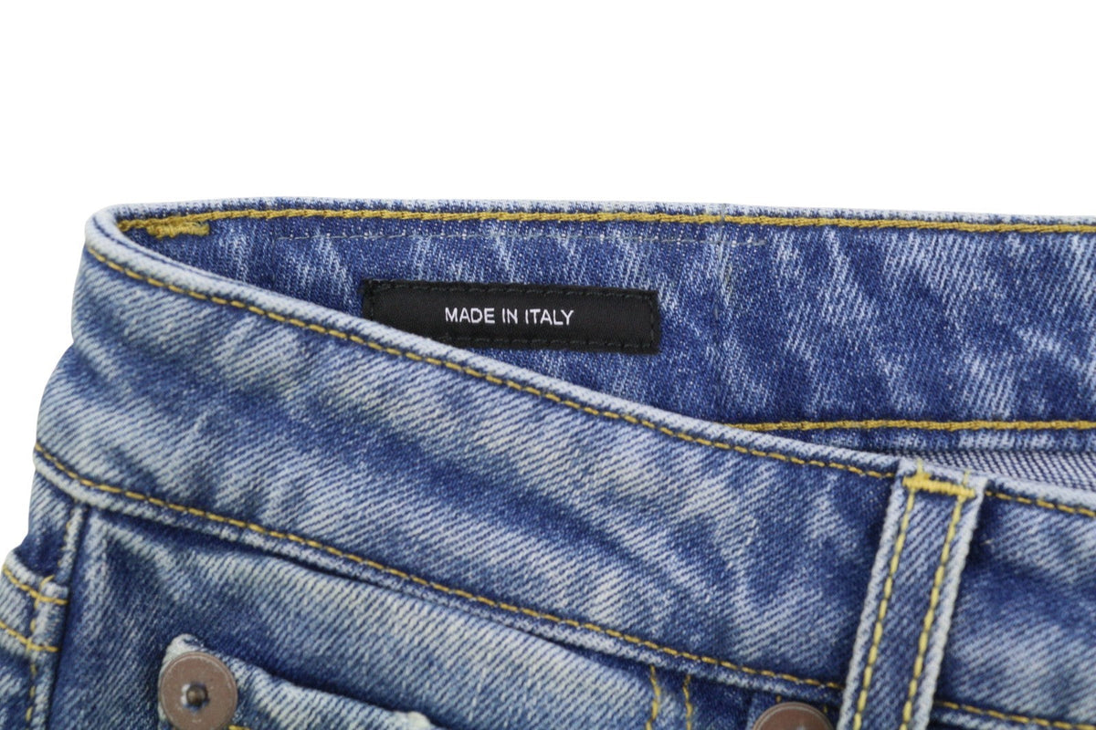 R13 Kick Fit Dam Jeans 28 Jasper Stretch Cropped Whiskers Faded Blue Ps26