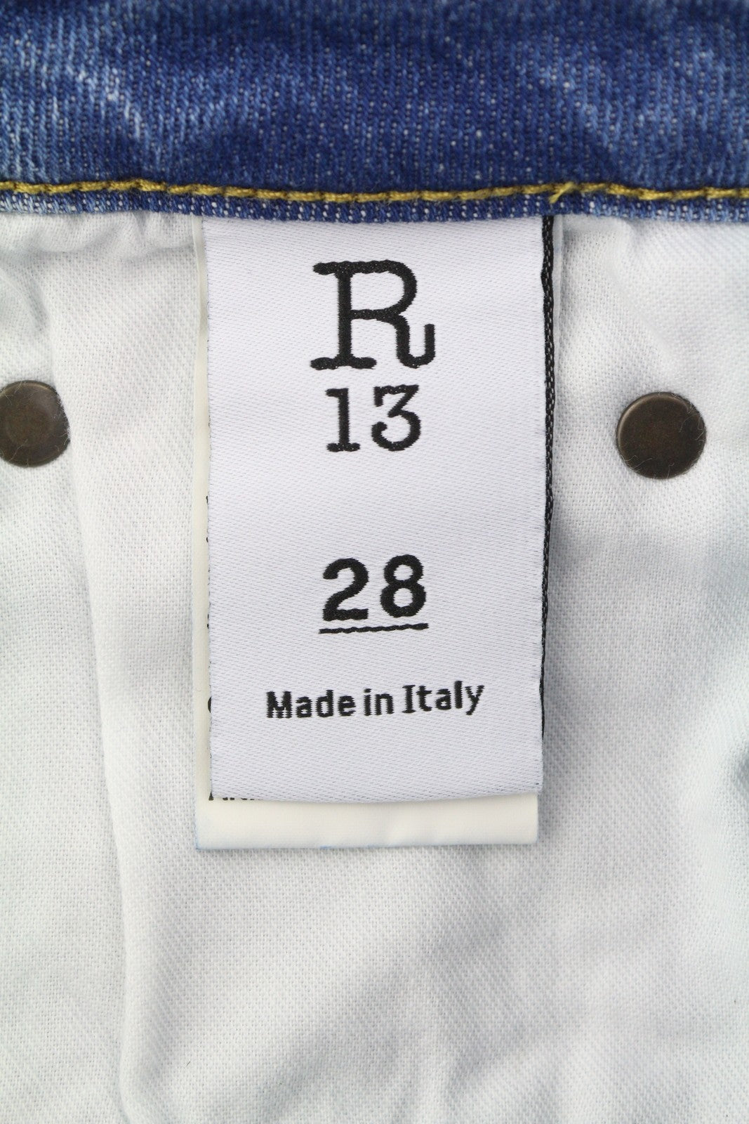 R13 Kick Fit Dam Jeans 28 Jasper Stretch Cropped Whiskers Faded Blue Ps26