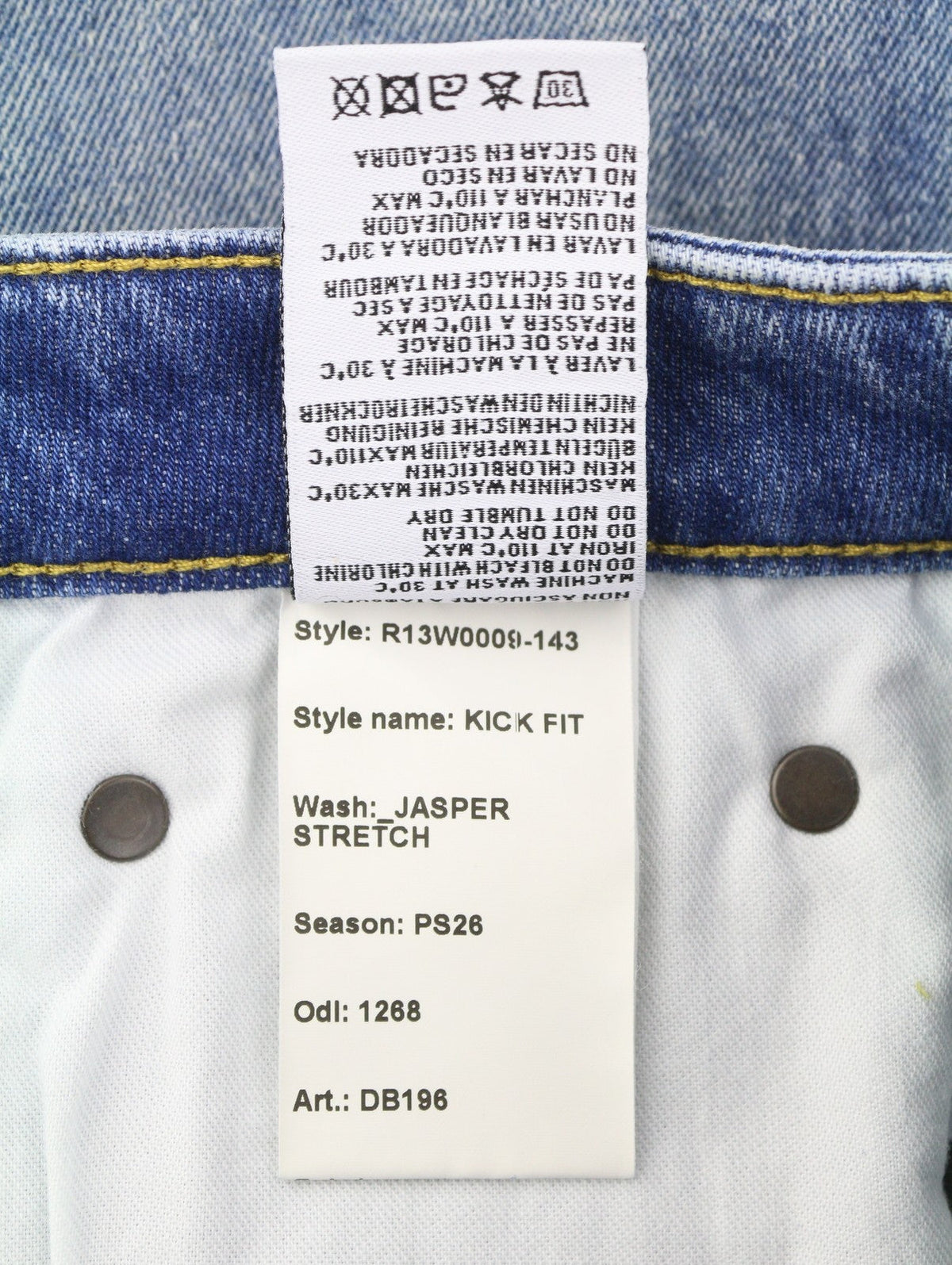R13 Kick Fit Damen Jeans 29 Jasper Stretch Cropped Whiskers Faded Blue PS26