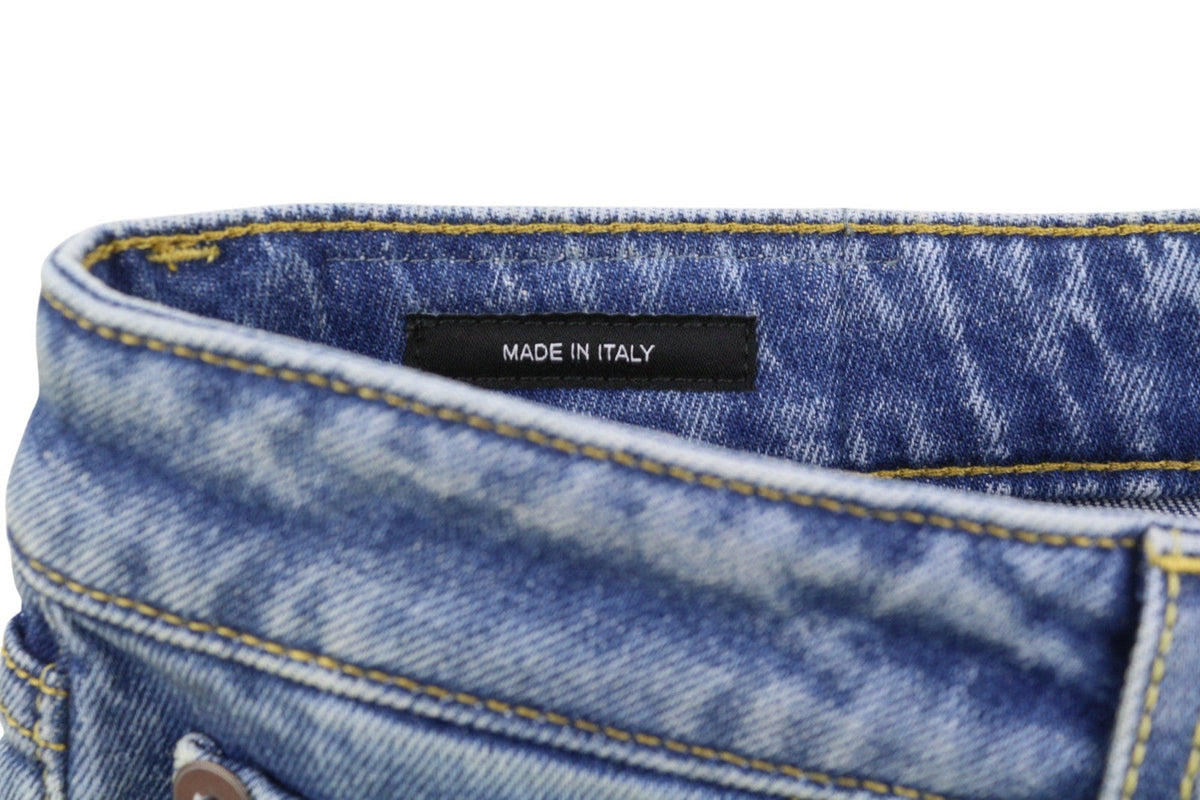 R13 Kick Fit Damen Jeans 29 Jasper Stretch Cropped Whiskers Faded Blue PS26