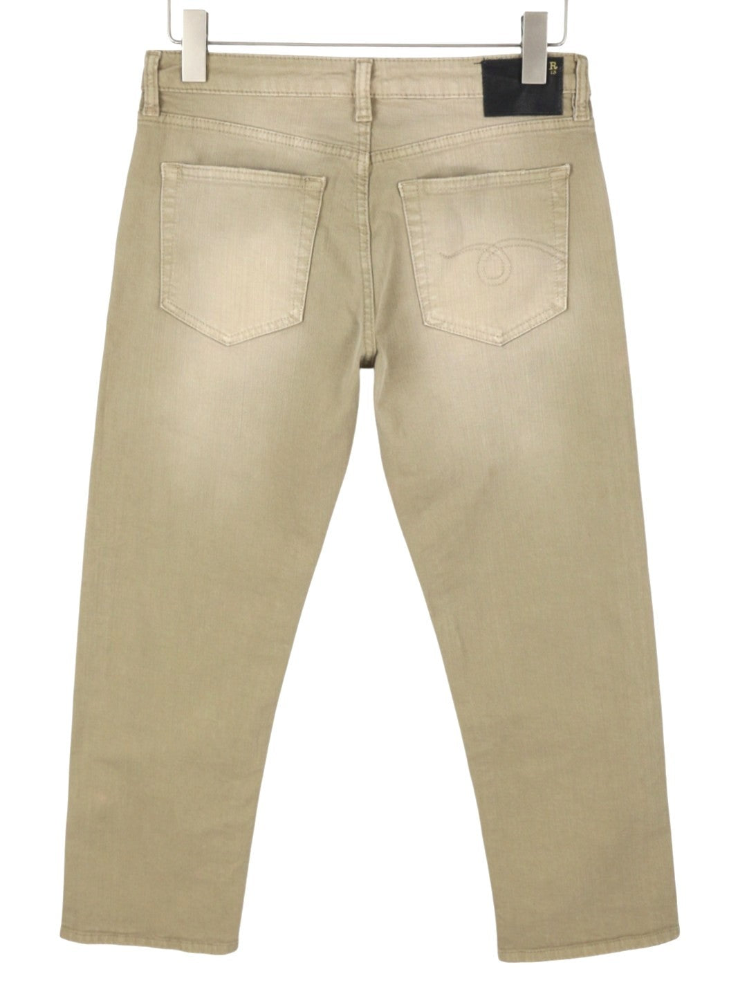 R13 Jeans da donna dritti da ragazzo 27 Pebble Stretch Cropped Beige sbiadito