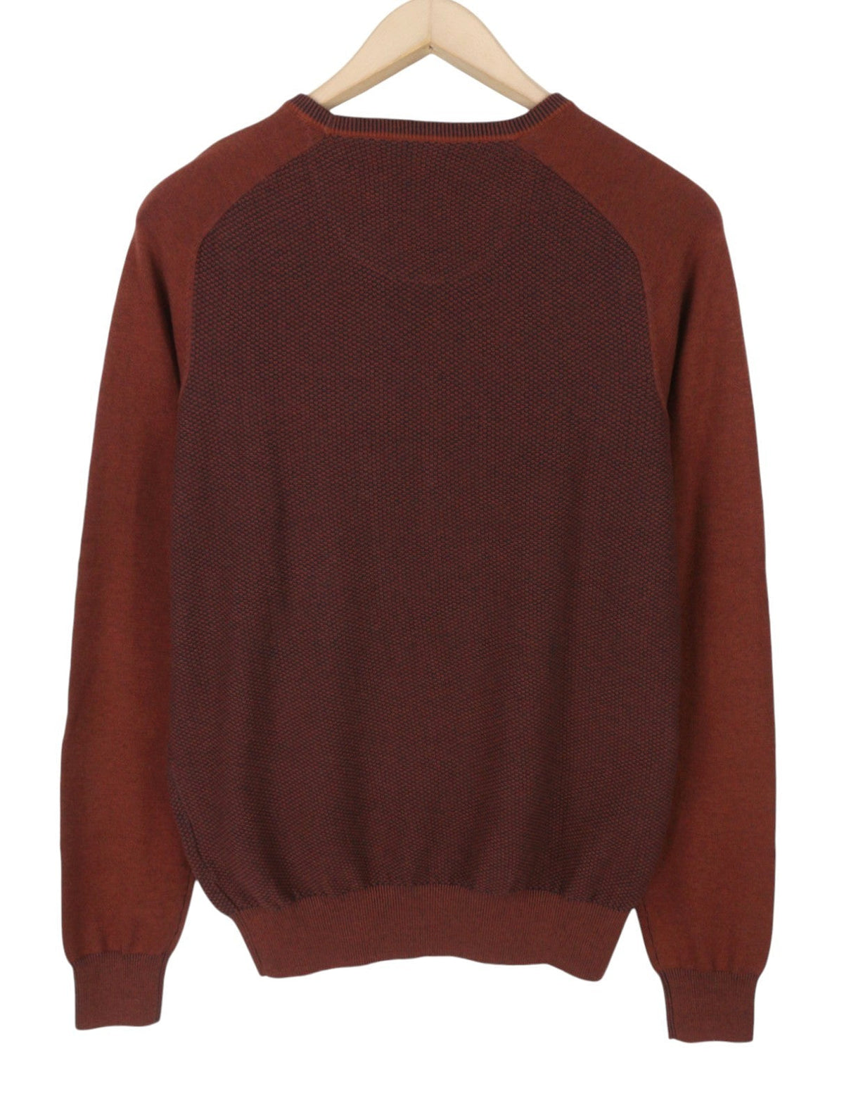 State Of Art Män Jumperbrown Melange Crew Neck Patch Pocket Pull On