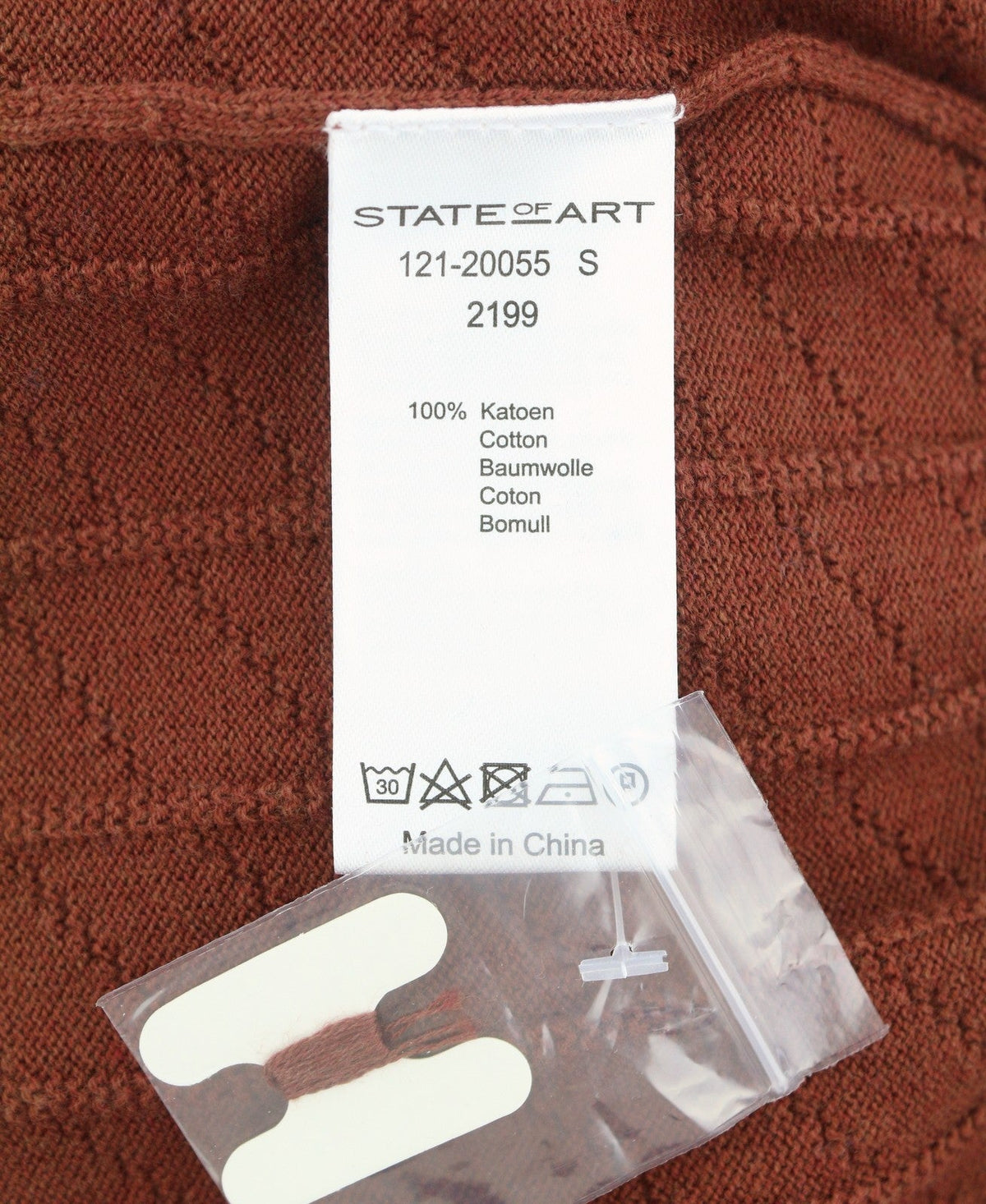 State Of Art Män Jumperbrown Tight stickad V-ringad Bomull Pull On