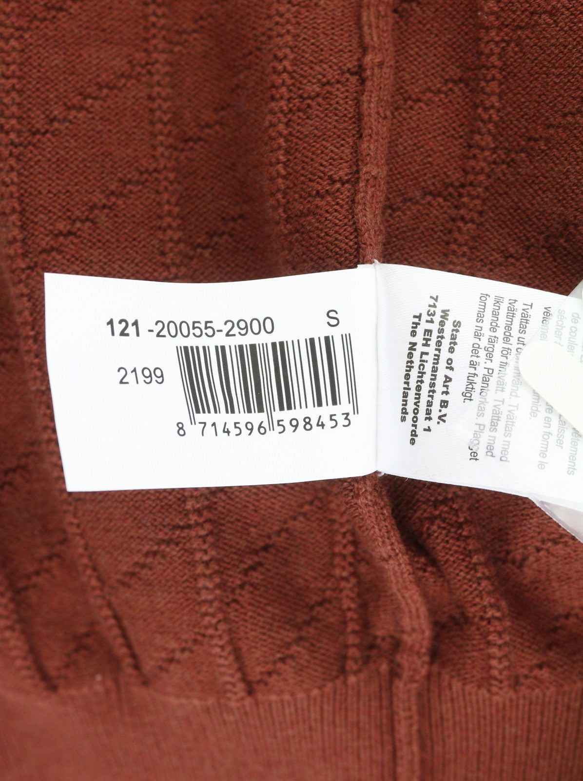 State Of Art Män Jumperbrown Tight stickad V-ringad Bomull Pull On