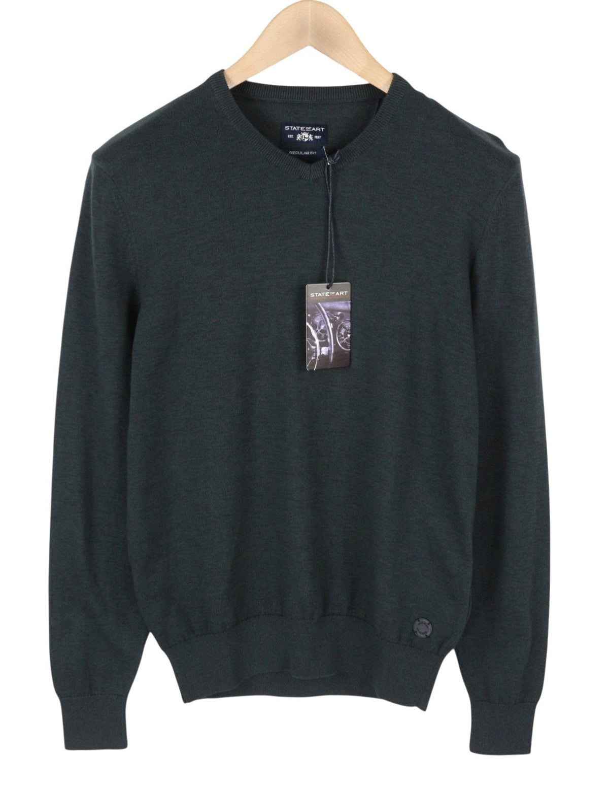 State Of Art Män Jumperdark Grey Melange Stickad V-ringad Pull On
