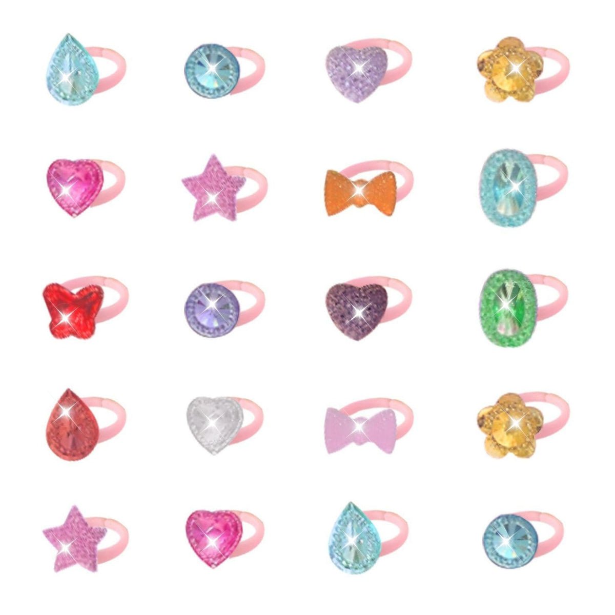 Beauty Set Children's Rings Colored Diamonds 50 Pcs.