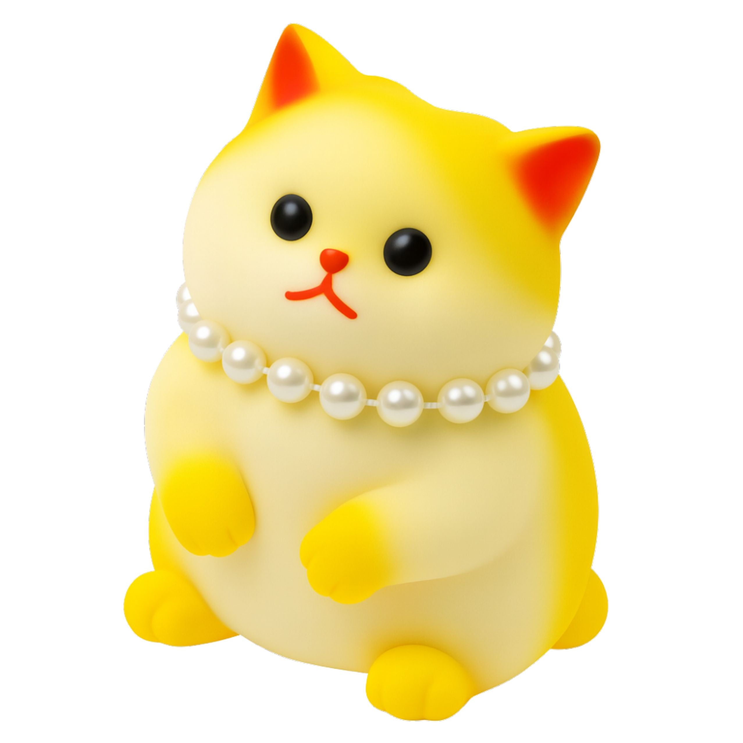 Sensory Squishy Soft Kitten With Pearls White And Yellow 7.5cm