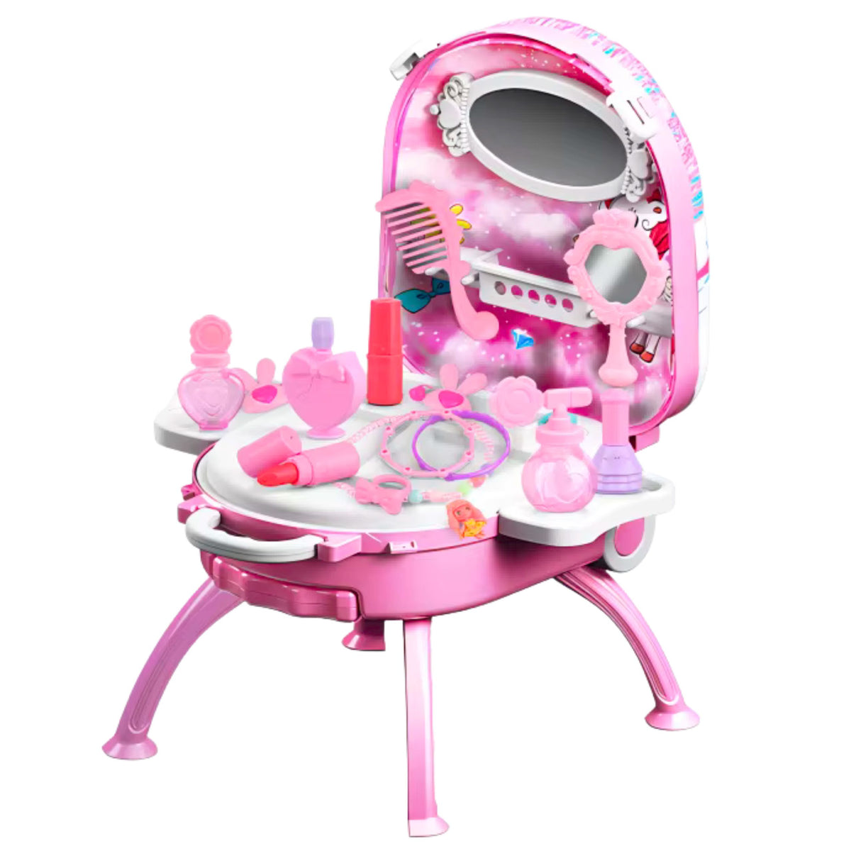 Set De Beauté Coiffeuse Dans Une Valise Accessoires 2 En 1 Licorne Rose