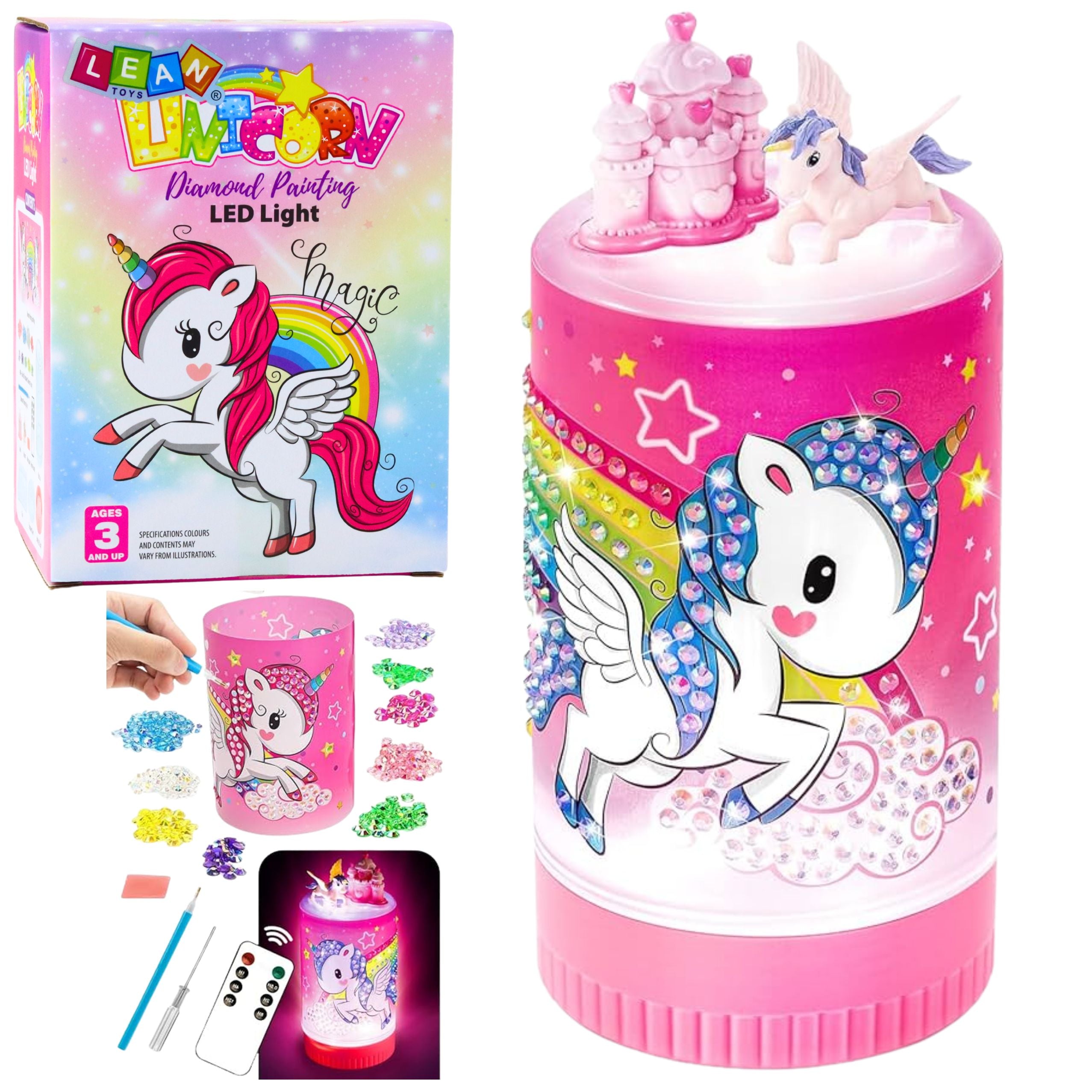 Creative Kit Unicorn In A Jar Diamonds Night Lamp Remote Control Diy