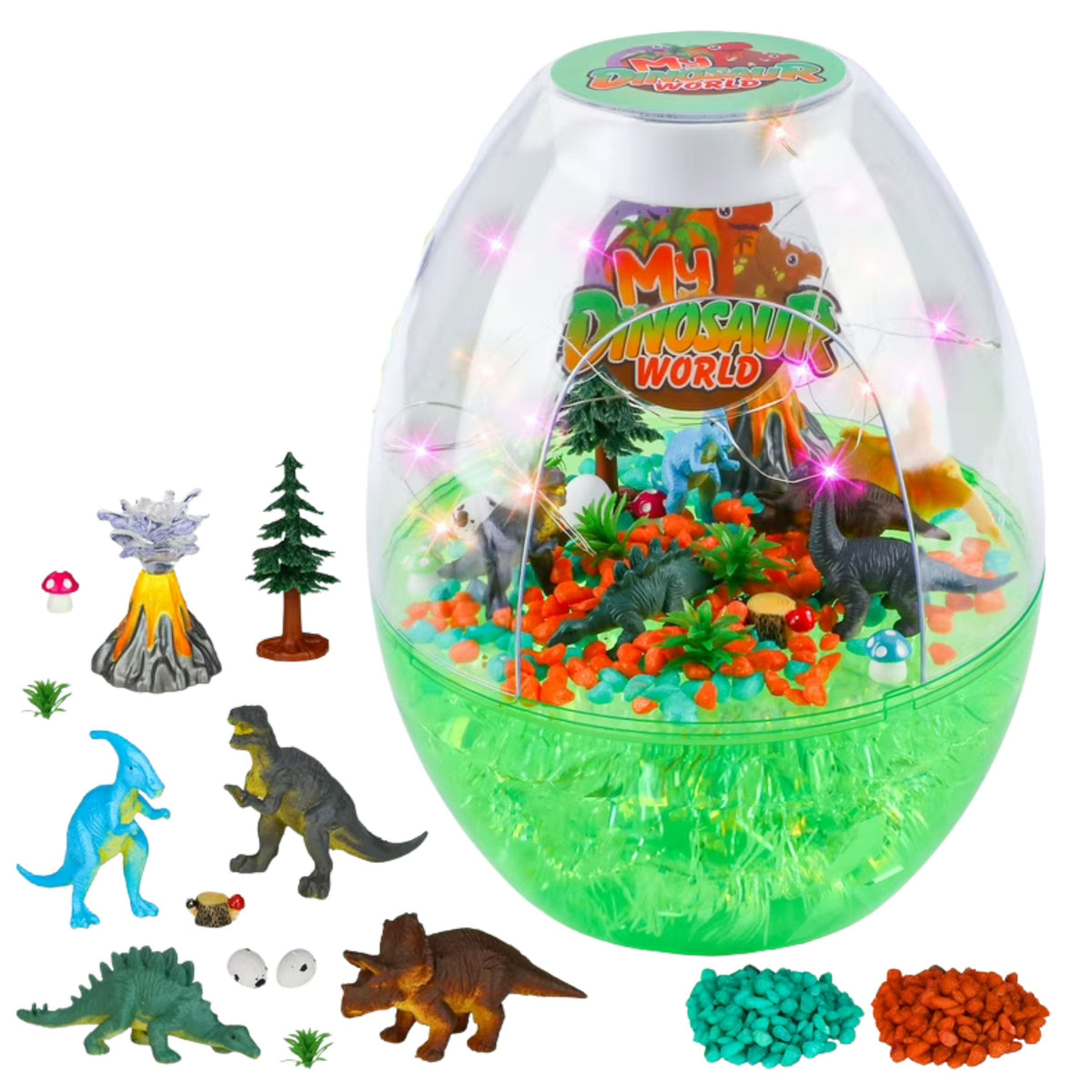 Diy Creative Dinosaur Terrarium Kit With Voice Control Night Light