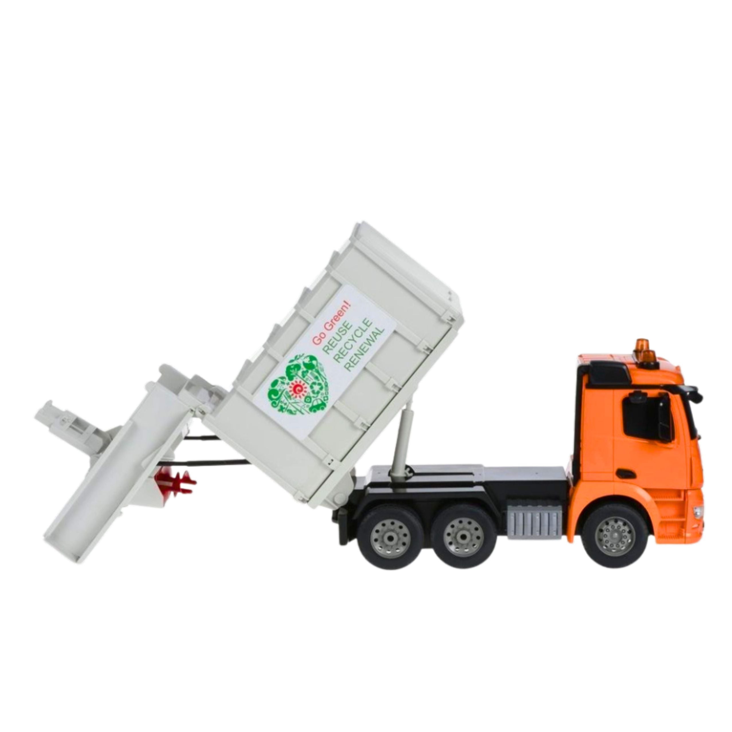 Mercedes-benz Antos Remote Controlled Garbage Truck Rc Orange 1:26