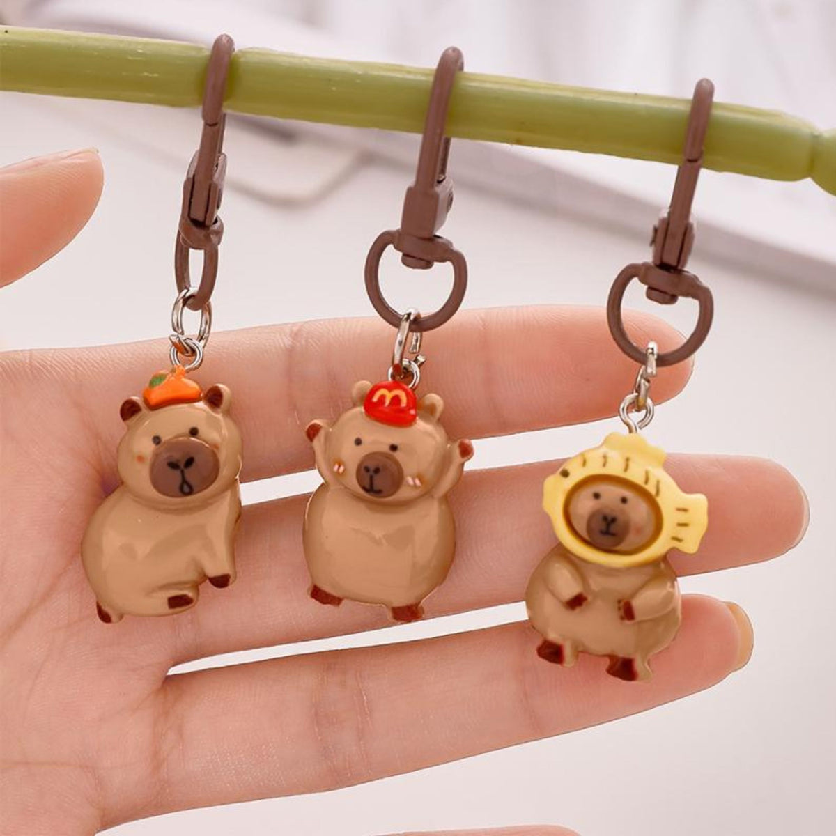 Sæt Mini Capybara Nøgleringe Figurer Nøgledekorationer 4 Stk.