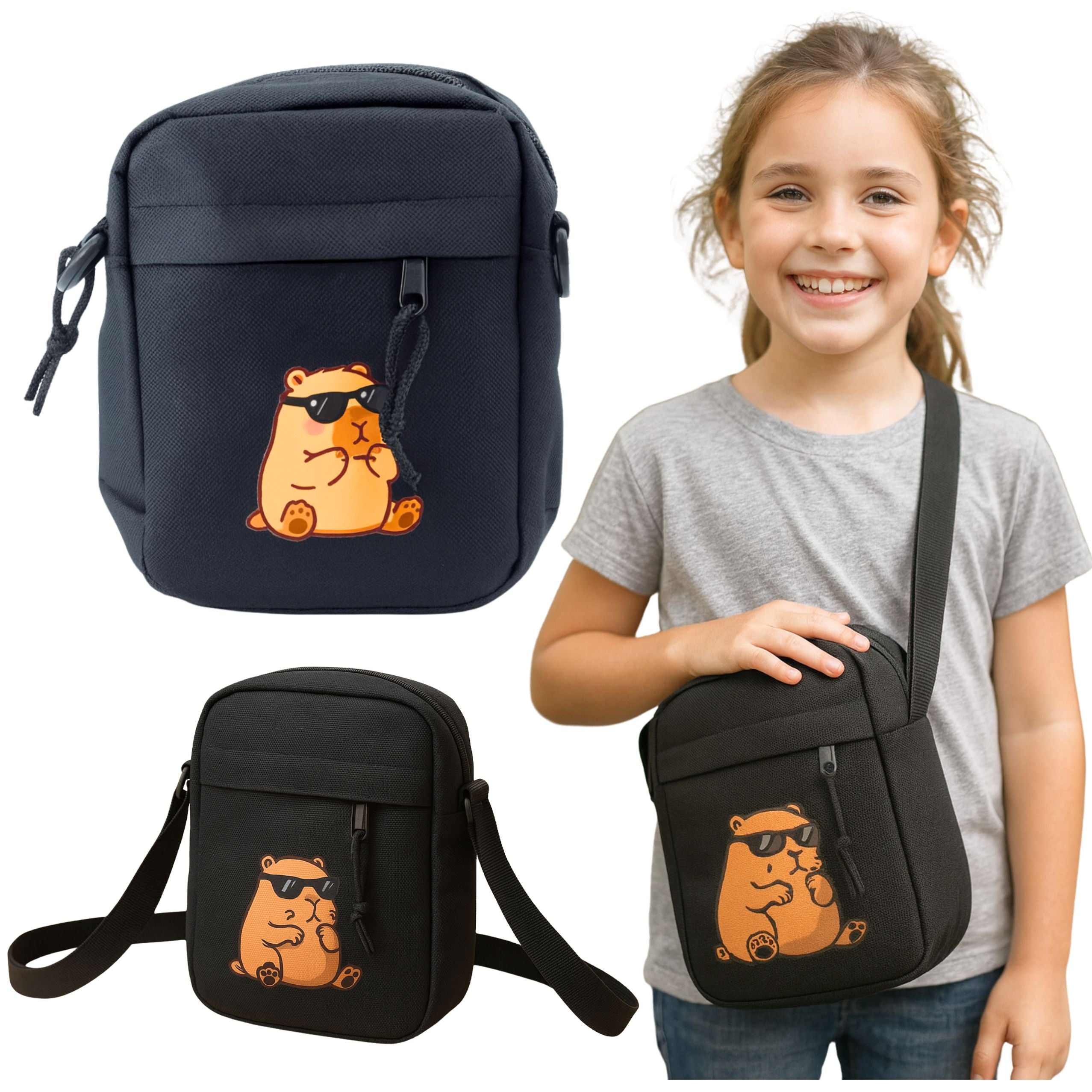 Bolsa de Ombro Capivara Alça Ajustável Preta 19,5 X 14 Cm