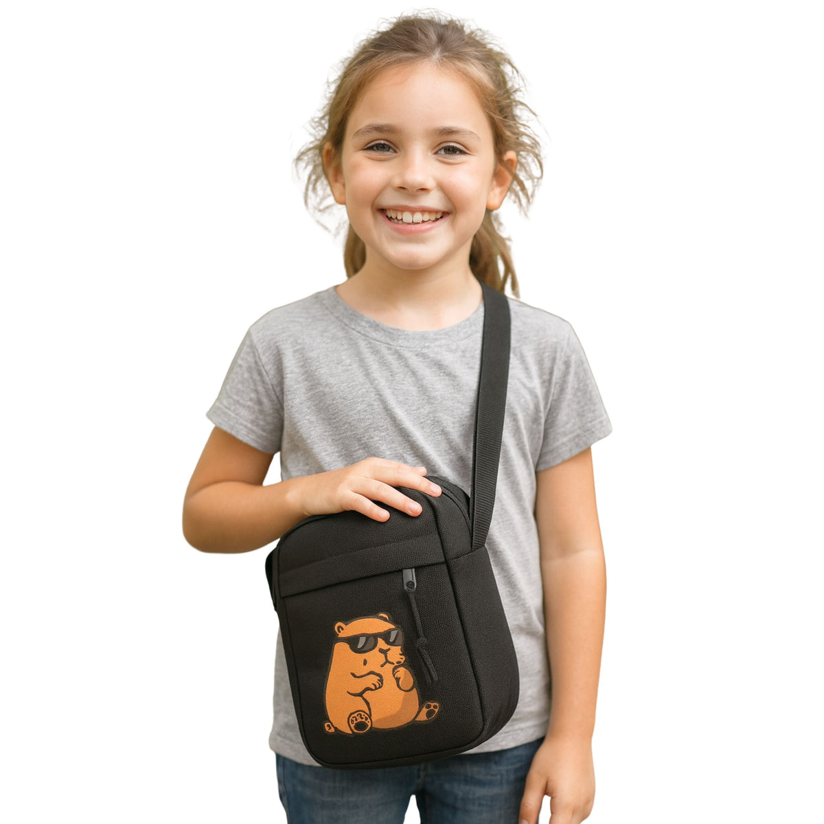 Bolsa de Ombro Capivara Alça Ajustável Preta 19,5 X 14 Cm
