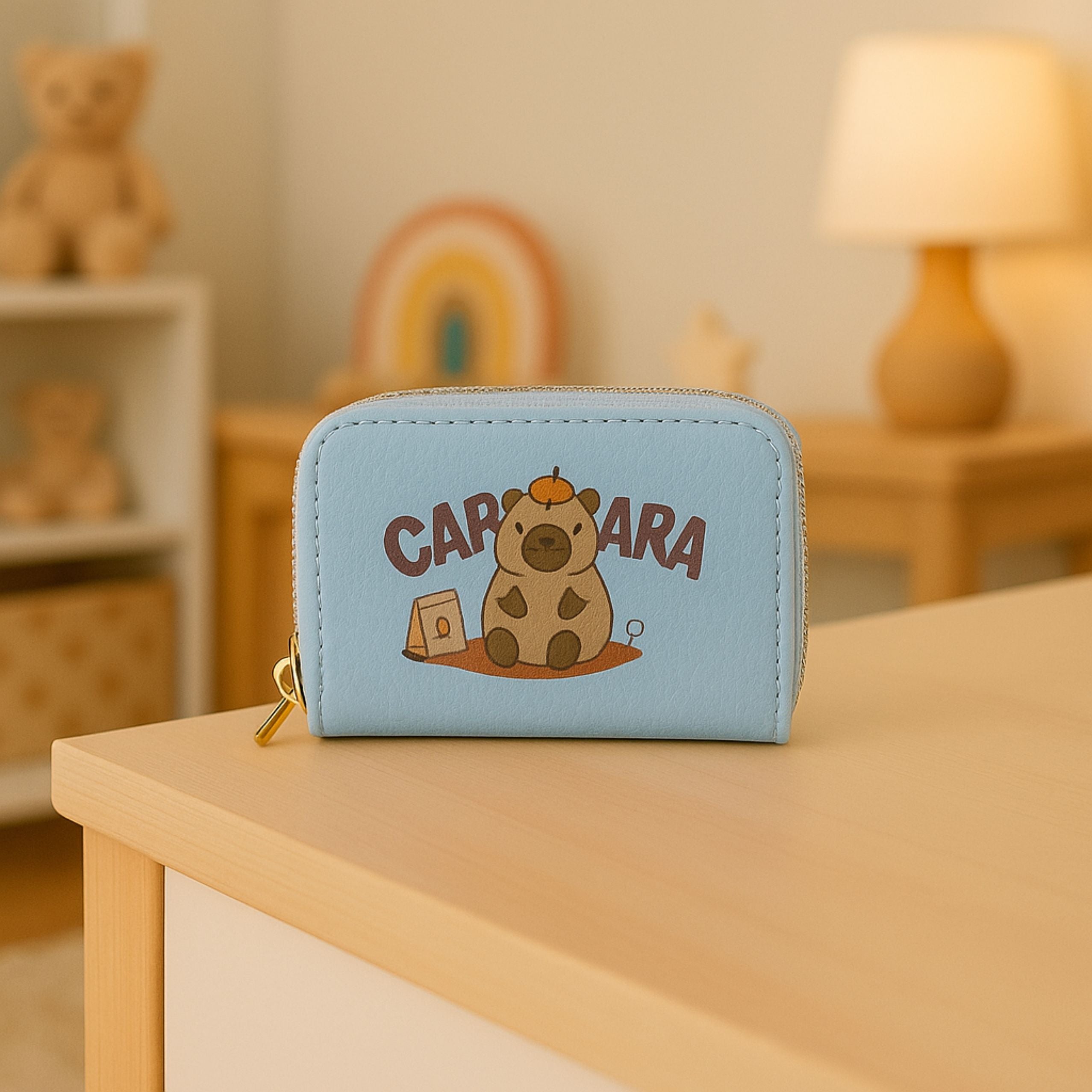 Two-compartment Wallet With Card Compartments Kapybara Blue 12.5 X 8.5cm