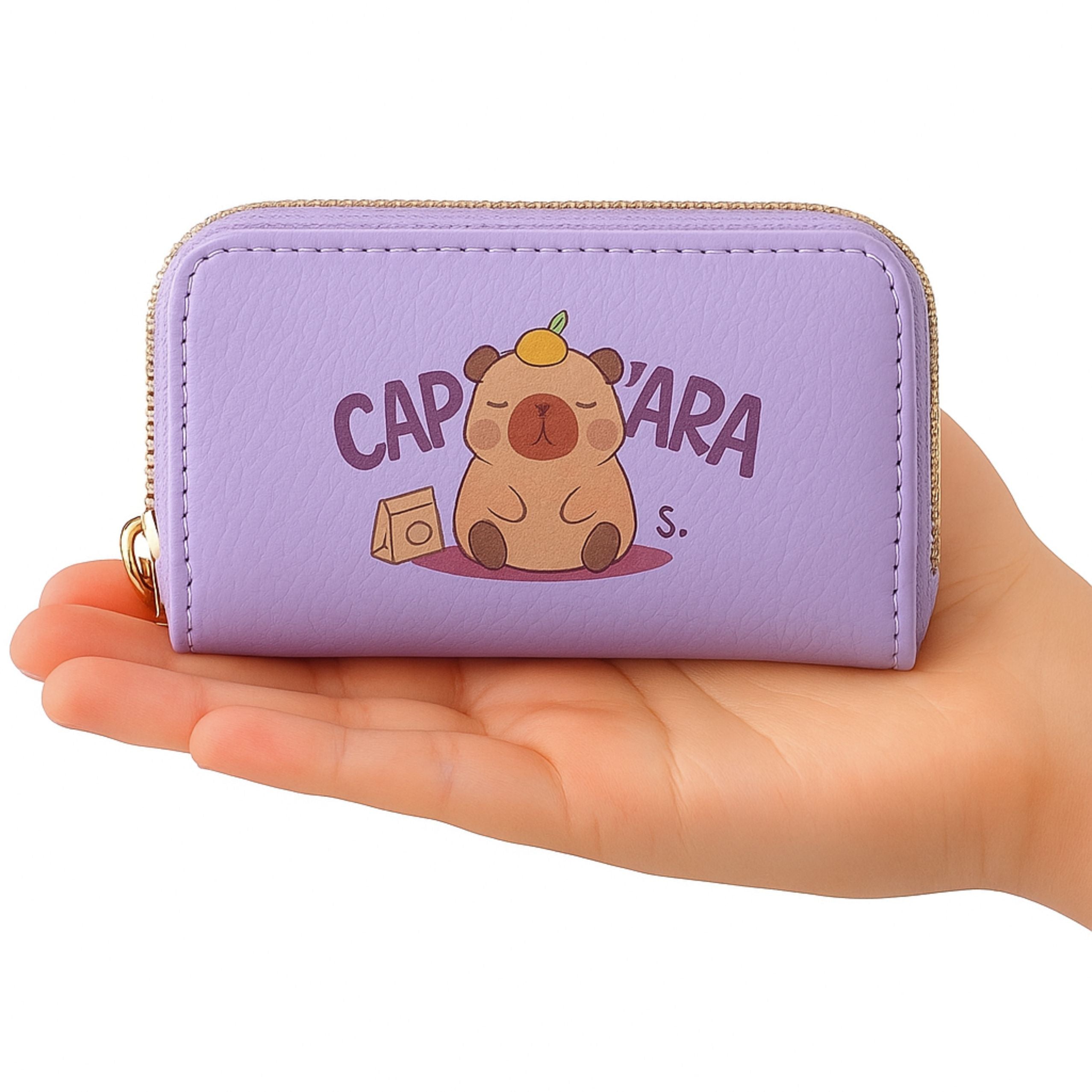 Two-compartment Wallet With Card Compartments Capybara Purple 12.5 X 8.5cm