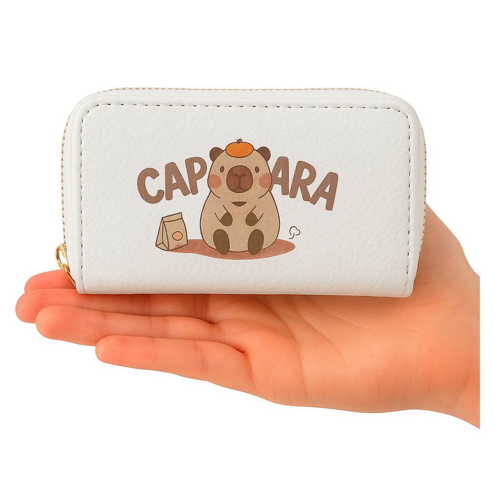 Two-compartment Wallet With Card Compartments Kapybara White 12.5 X 8.5cm