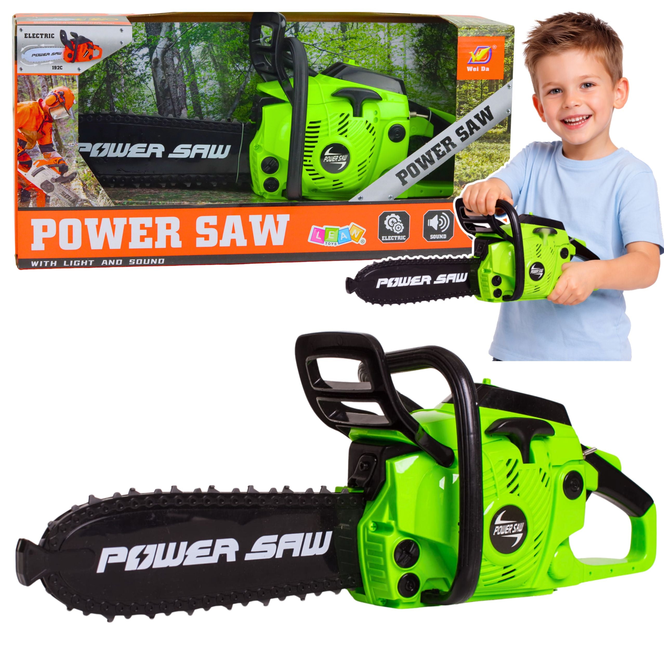 Toy Chainsaw For Kids Lights And Sounds Green