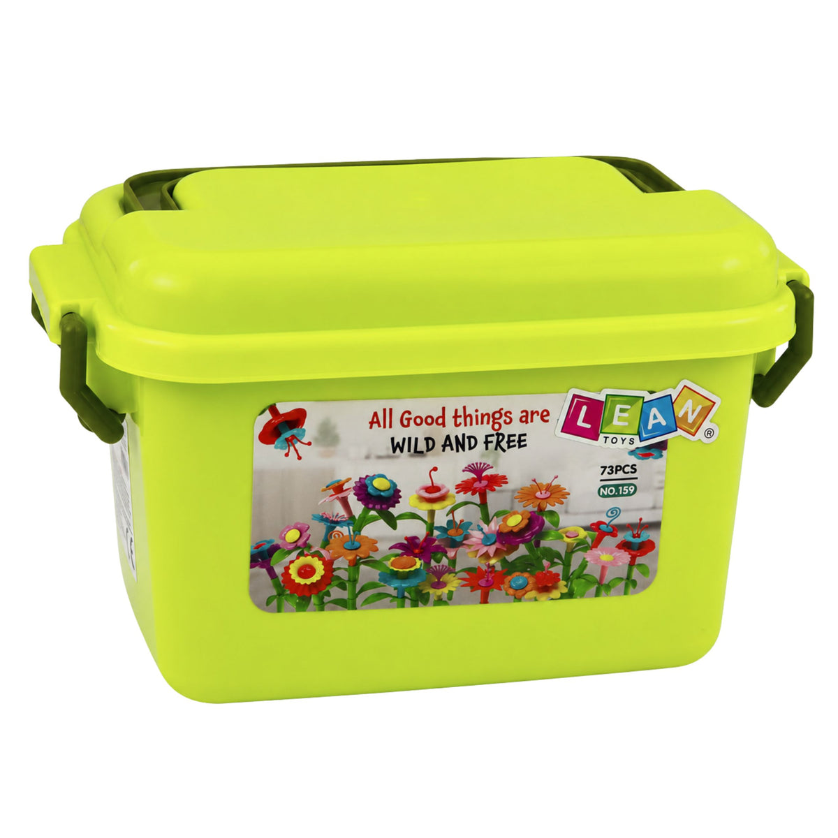 Construction Blocks Flowers Colorful Flower Garden In Box 73 Pcs.