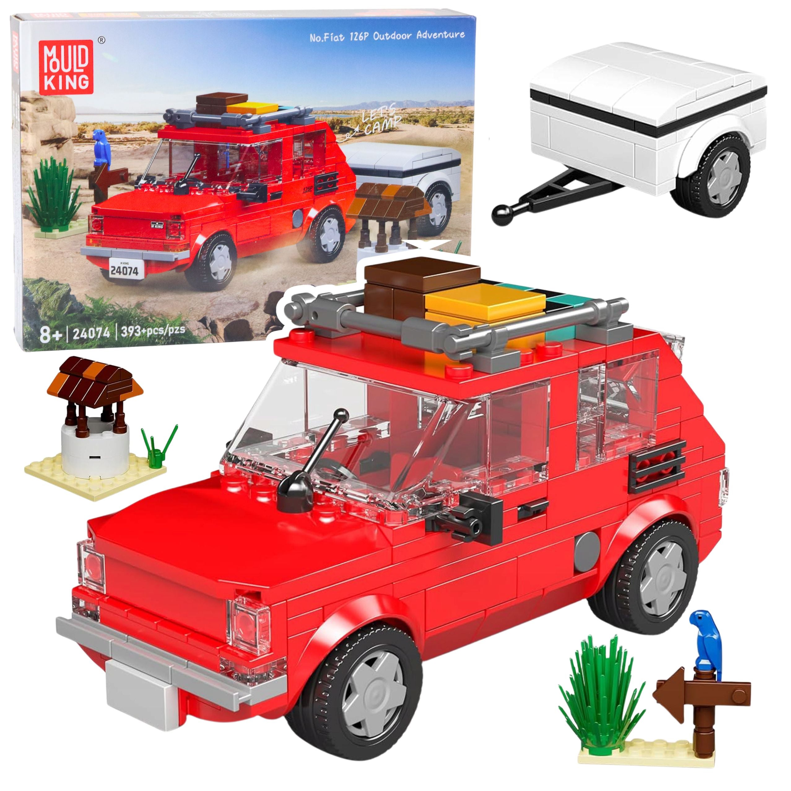 Construction Brick Set Car Fiat 126 Maluch With Trailer 393 Pcs.