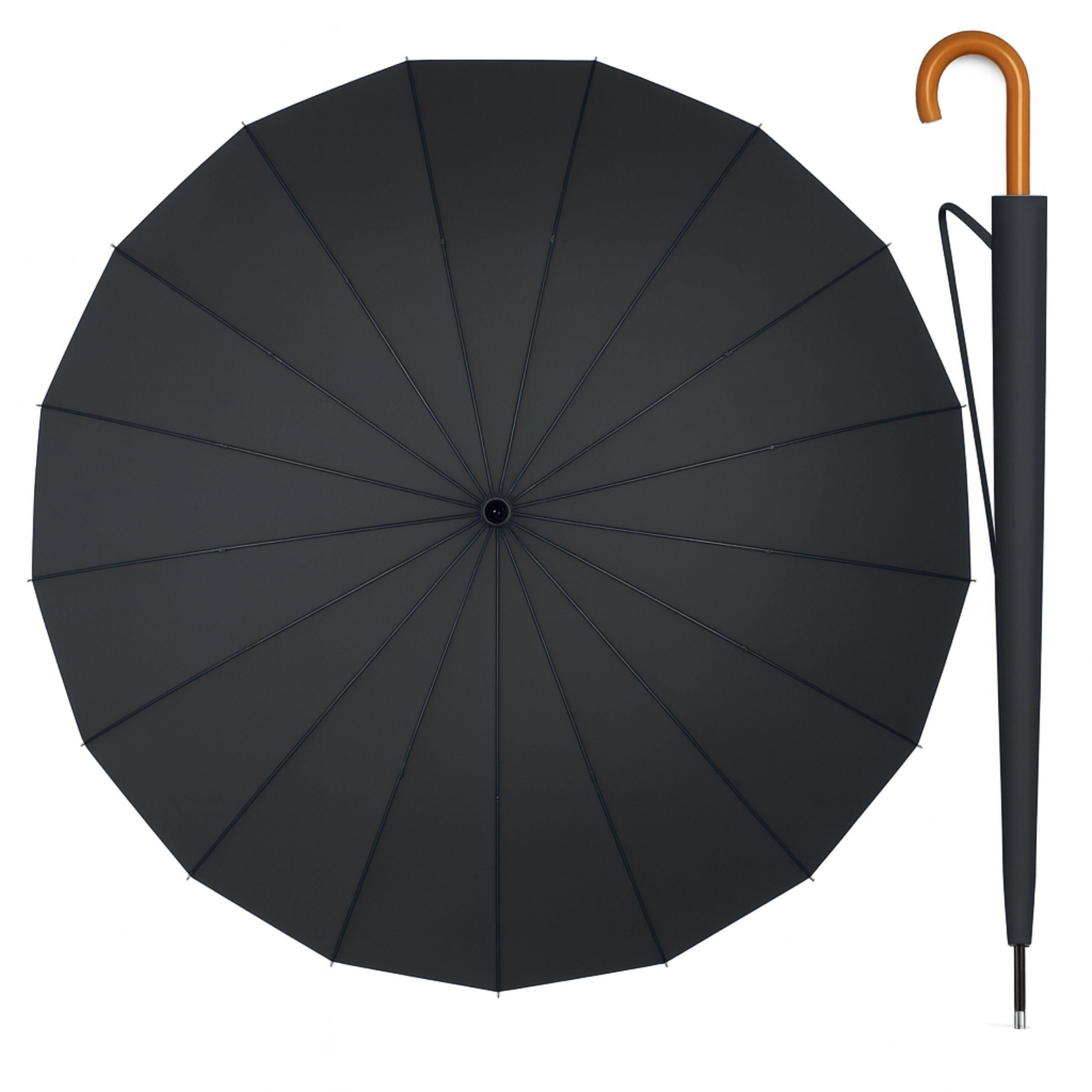 Large Automatic Umbrella With Arm Cover 24-rib Black 115 Cm