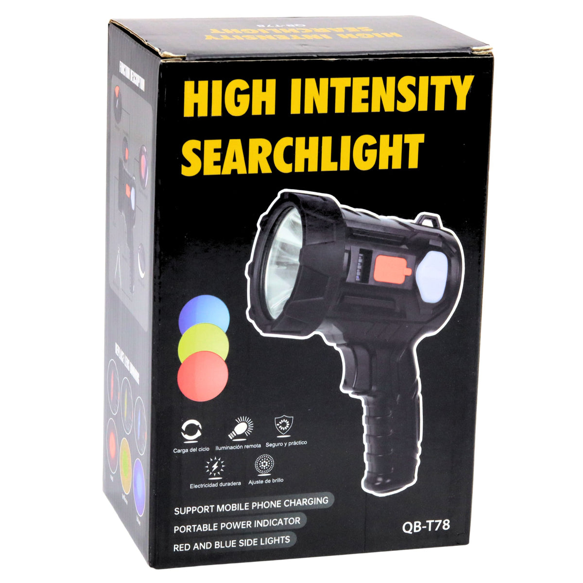 Led Solar Searchlight Flashlight 6 Modes Powerbank Replaceable Filters 19 Cm