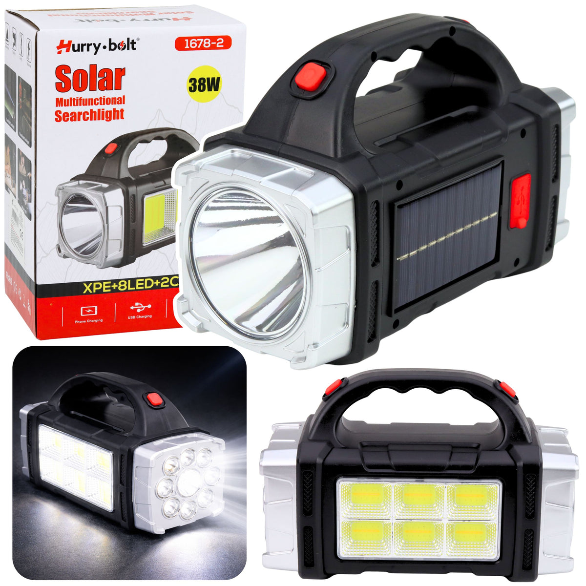Hb-1678 38w Multifunctional Wide-angle Led Solar Flashlight