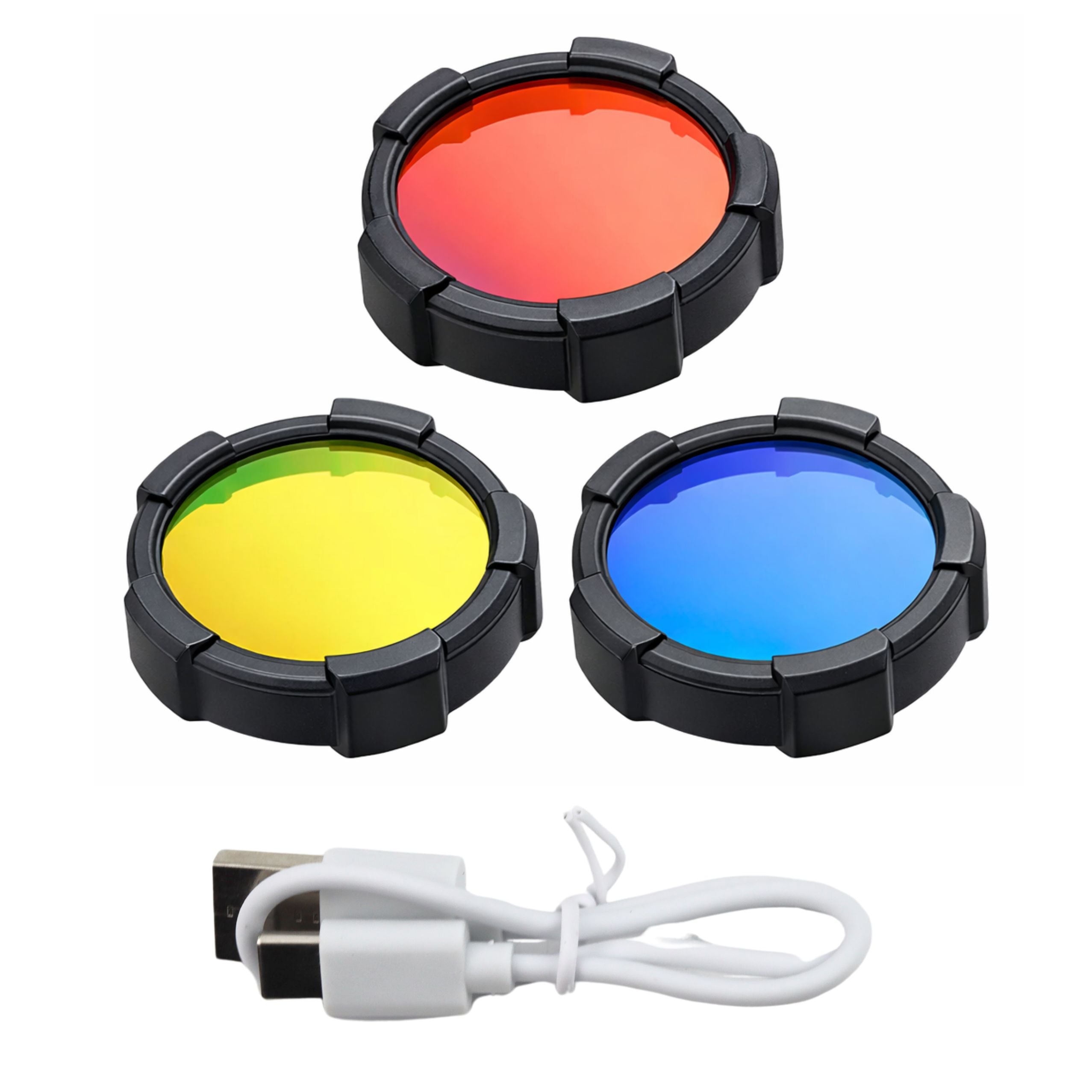 Led Solar Searchlight Flashlight 6 Modes Powerbank Interchangeable Filters