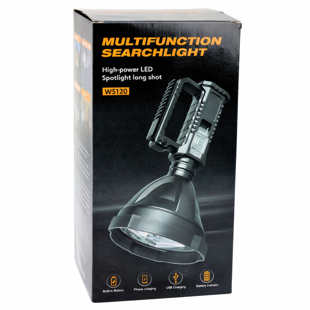 Large Flashlight Spotlight With Tripod Led Searchlight W5120 Powerbank 31 Cm