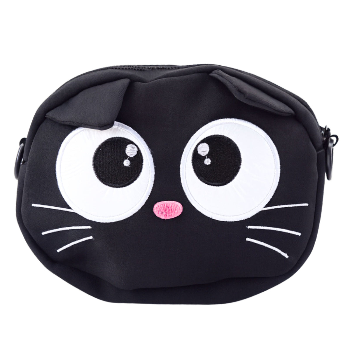 Cat Pouch Bag Zippered Pocket Adjustable Strap Black 21 X 16 Cm