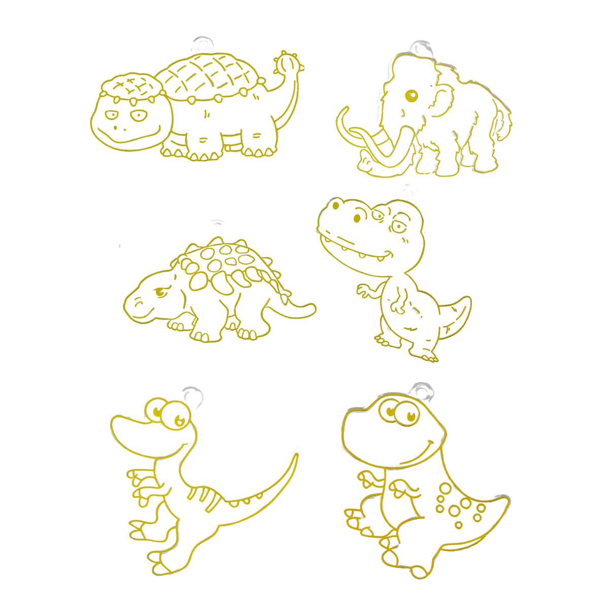 Diy Creative Set Stained Glass Keychains Dinosaurs Markers 6 Pcs.