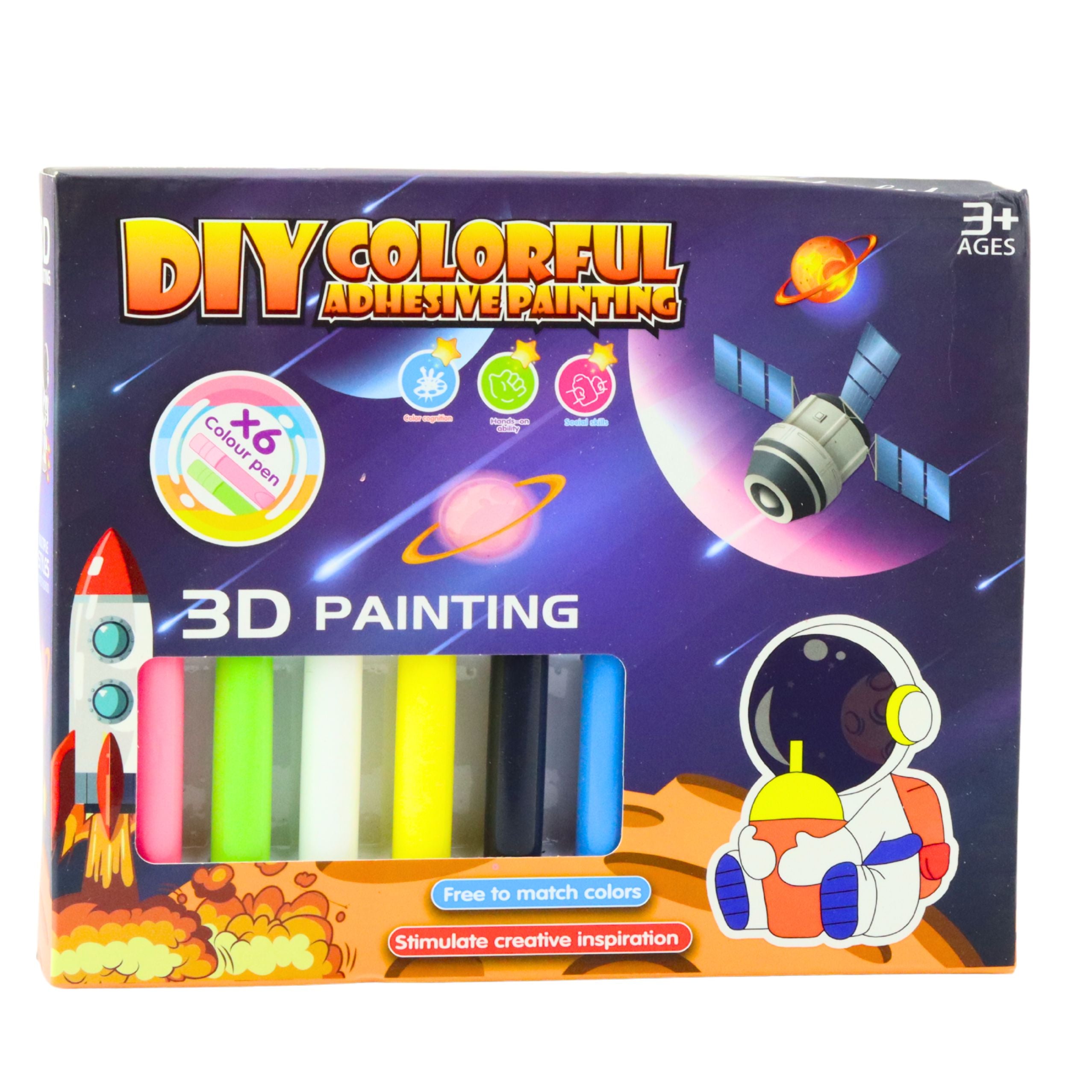 3d Diy Space Painting Set 6 Paints Pendants 12 Pcs.