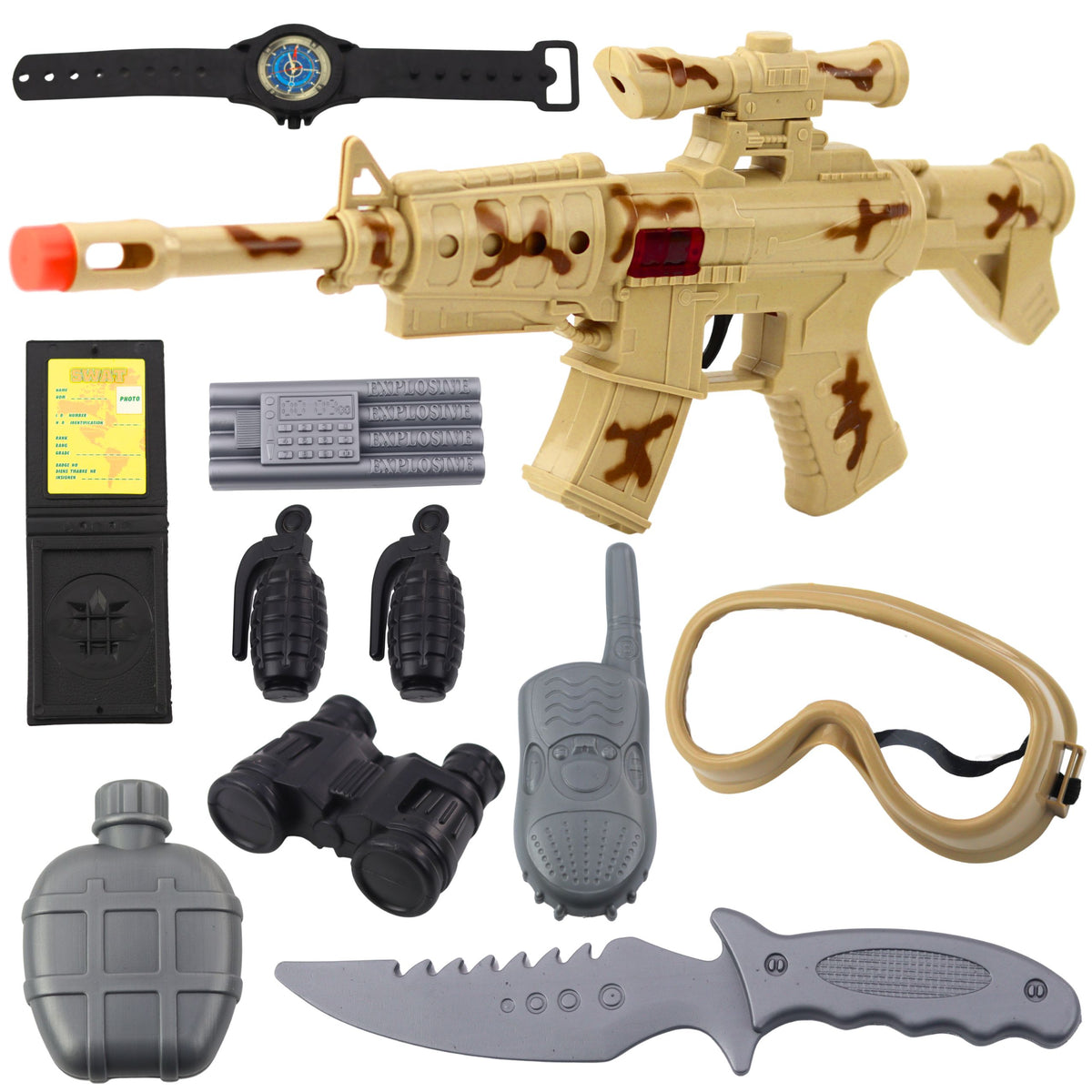 Military Rifle Set With Rifle Accessories Shot Sound Sand